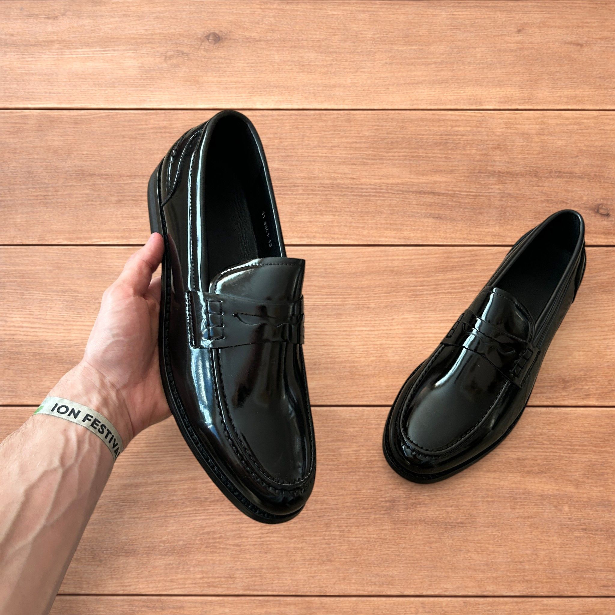 Japanese Brand Lovely faux leather penny dress loafers shoes in black. Size US 11 / EU 44 - 4 Thumbnail