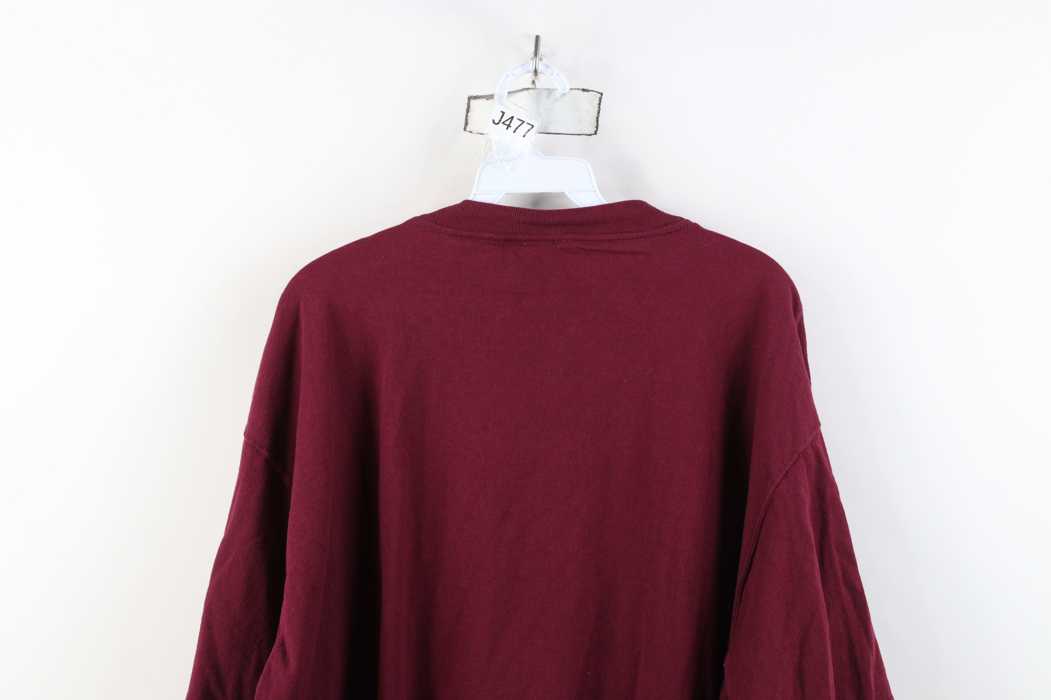 Vintage Vintage 90s Streetwear Heavyweight Cotton T-Shirt Burgundy Size US XL / EU 56 / 4 - 12 Thumbnail