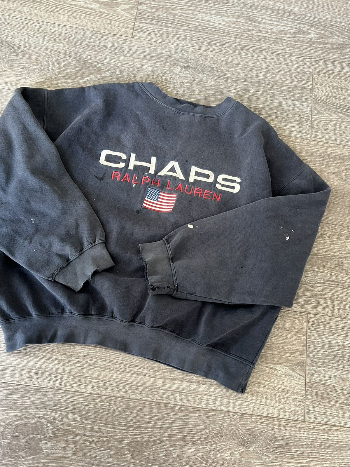 Chaps Ralph Lauren × Polo Ralph Lauren × Vintage Vintage 💥 Chaps Ralph Lauren USA Flag Sweatshirt distressed Size US M / EU 48-50 / 2 - 12 Thumbnail