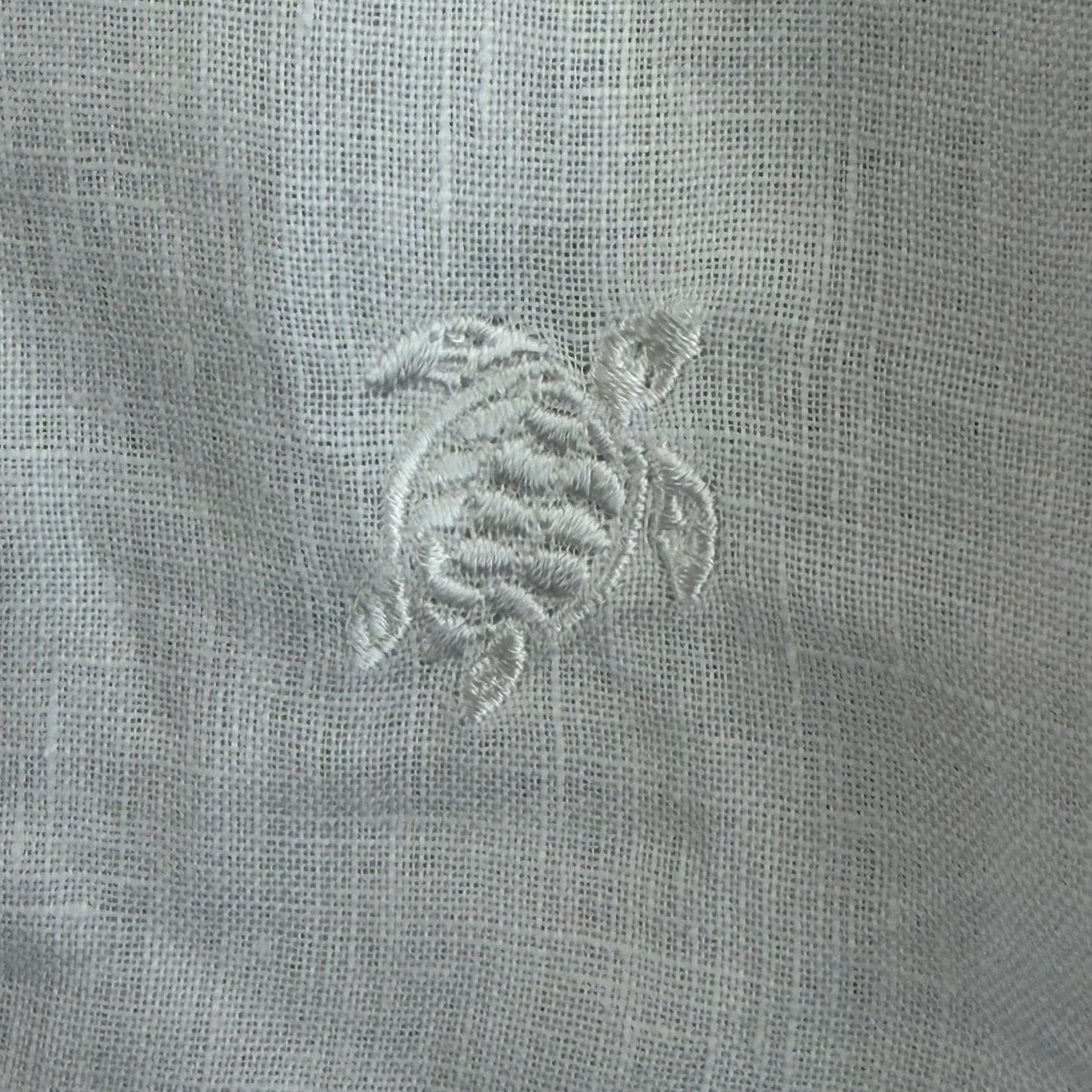Vilebrequin Vilebrequin Shirt Men XL White Long Sleeve Embroidered Turtle Button-Up Linen Navy, Men's, 100% Linen, Solid, Casual, Travel, Spring Summer Fall Size US XL / EU 56 / 4 - 3 Thumbnail