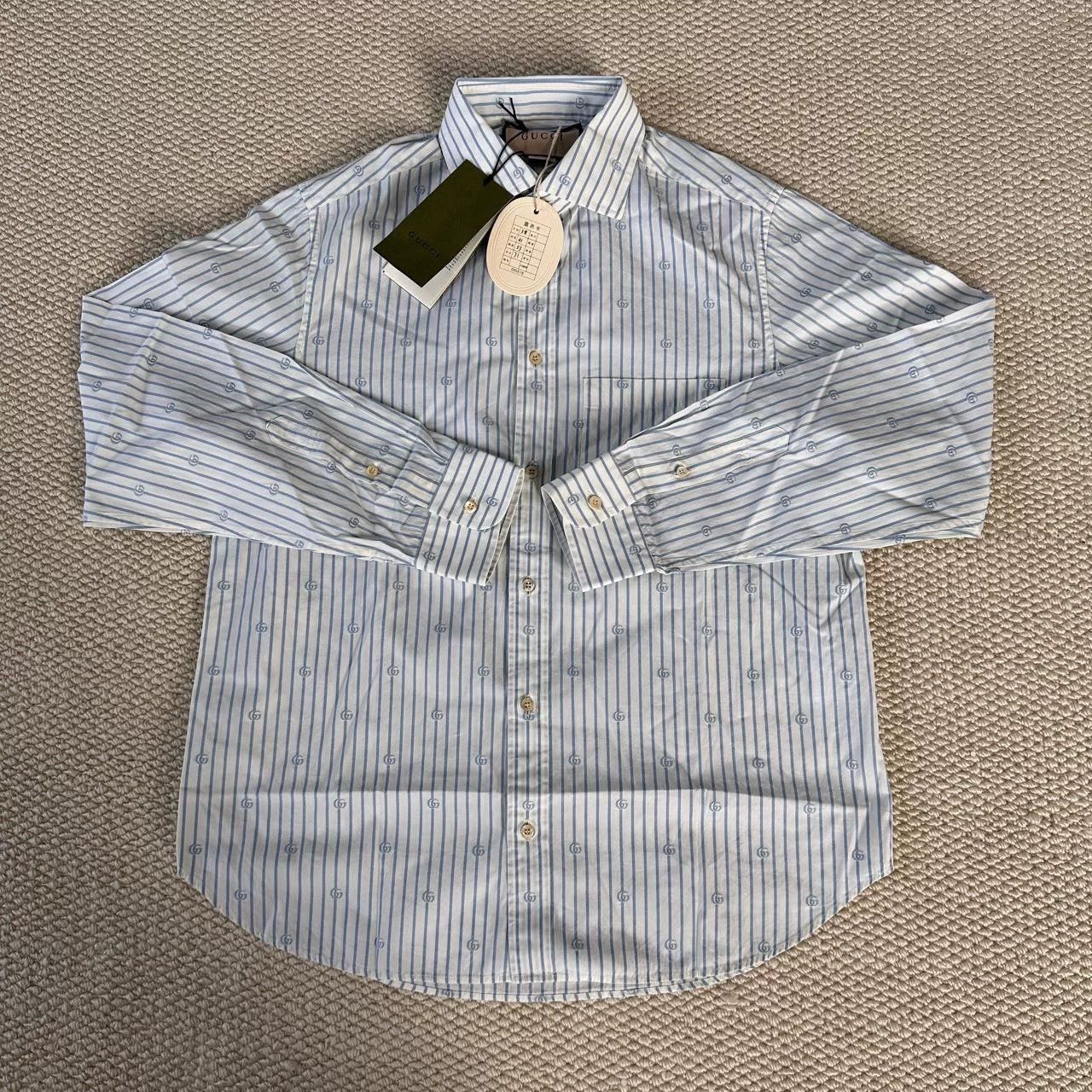 Gucci Gucci White Logo Striped Long-Sleeve Shirt Size S / US 4 / IT 40 - 1 Thumbnail