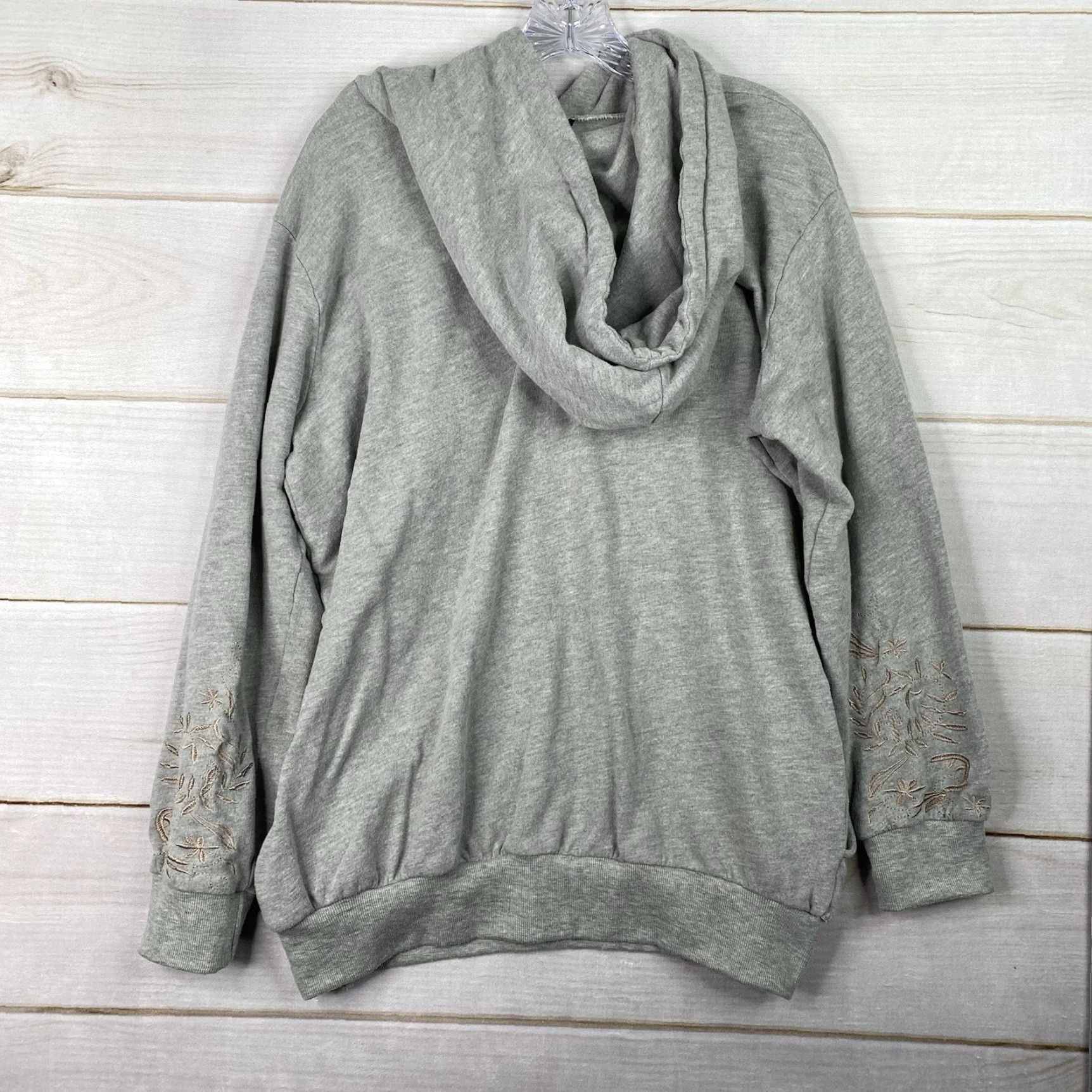 Vintage POL Hoodie Womens L Gray Embroidered Sleeves Pockets Crew Neck Knit Pullover Bohemian Cowboy All Seasons Hooded Sweatshirt Size L / US 10 / IT 46 - 6 Thumbnail
