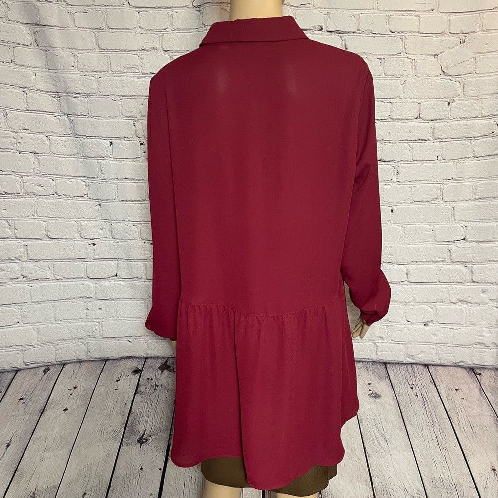 Other New Susan Graver Wine Long Sleeve Blouse Size 8 Size M / US 6-8 / IT 42-44 - 4 Thumbnail
