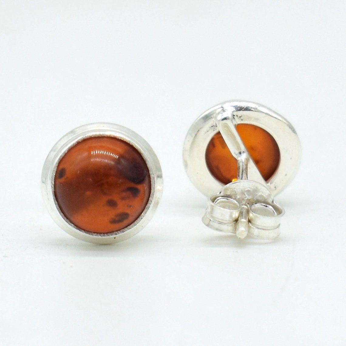 Handmade Natural Baltic Amber Stud Earrings: Sterling Silver Jewelry Size ONE SIZE - 4 Thumbnail
