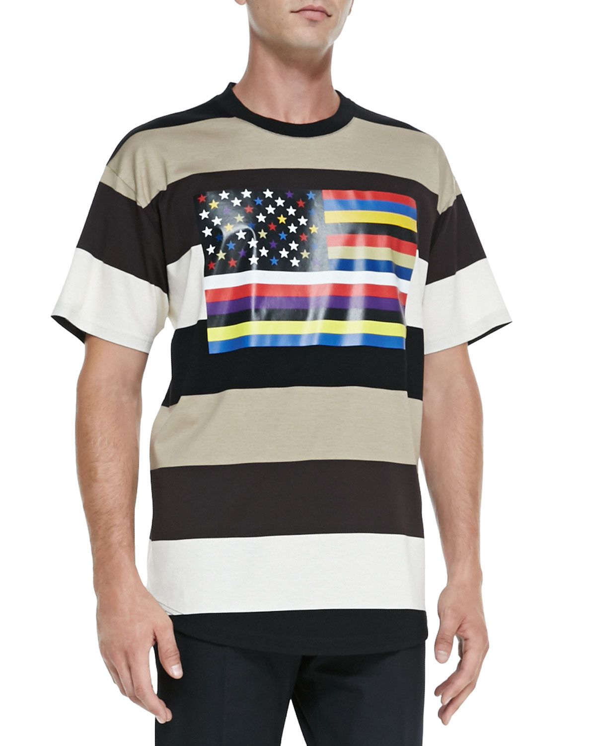 Givenchy Multicolour Striped Flag Print Oversized T-Shirt Size US S / EU 44-46 / 1 - 2 Thumbnail