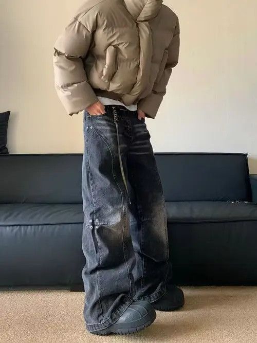 Hypebeast × Japanese Brand × Jean Pants American street retro washed stitching jeans y2k Size US 32 / EU 48 - 2 Thumbnail