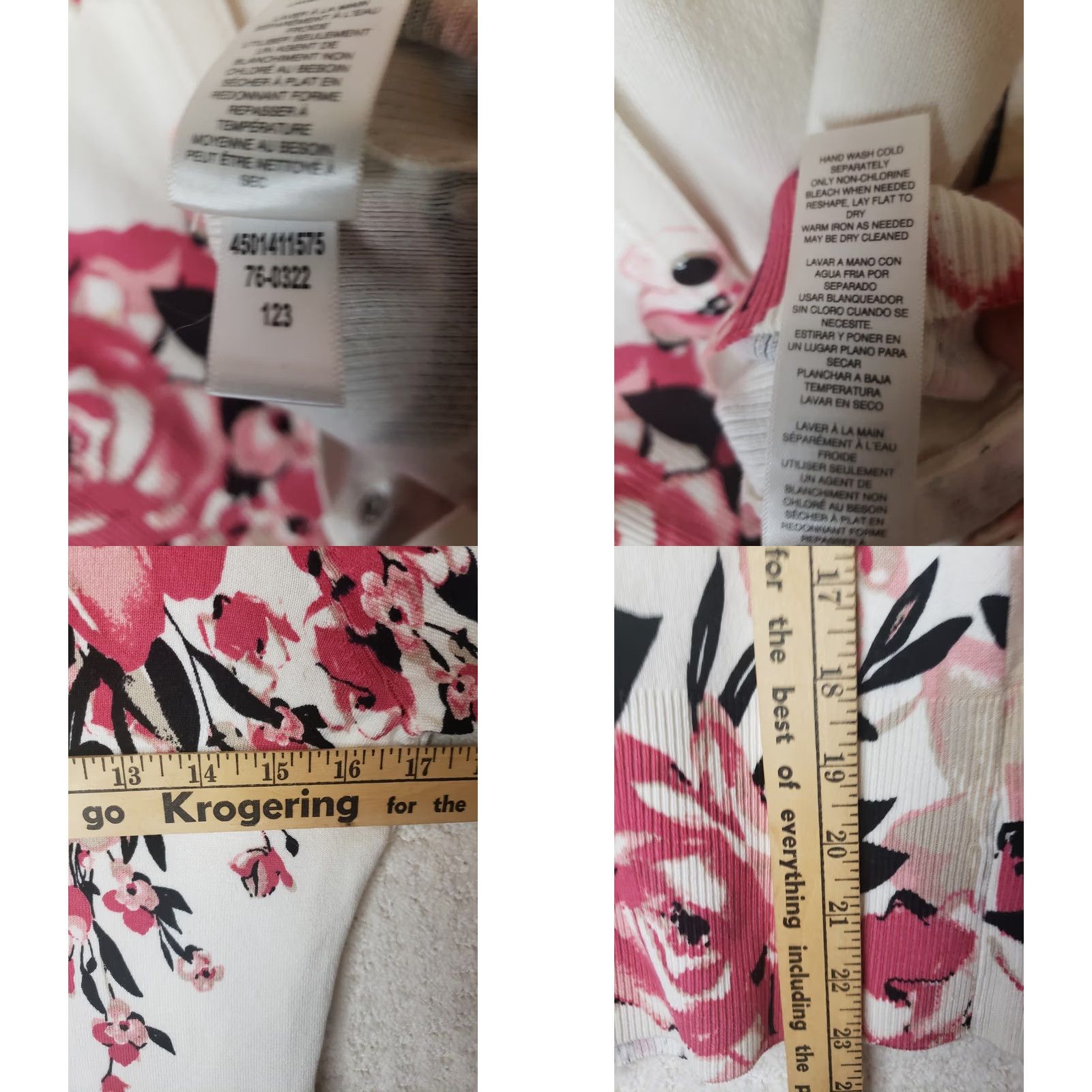 White House Black Market White House Black Market Blouse Women’s S Floral Knit V-Neck Button Long Sleeve Pink Black White Parfait Spring & Summer Casual Womens Size S / US 4 / IT 40 - 8 Thumbnail