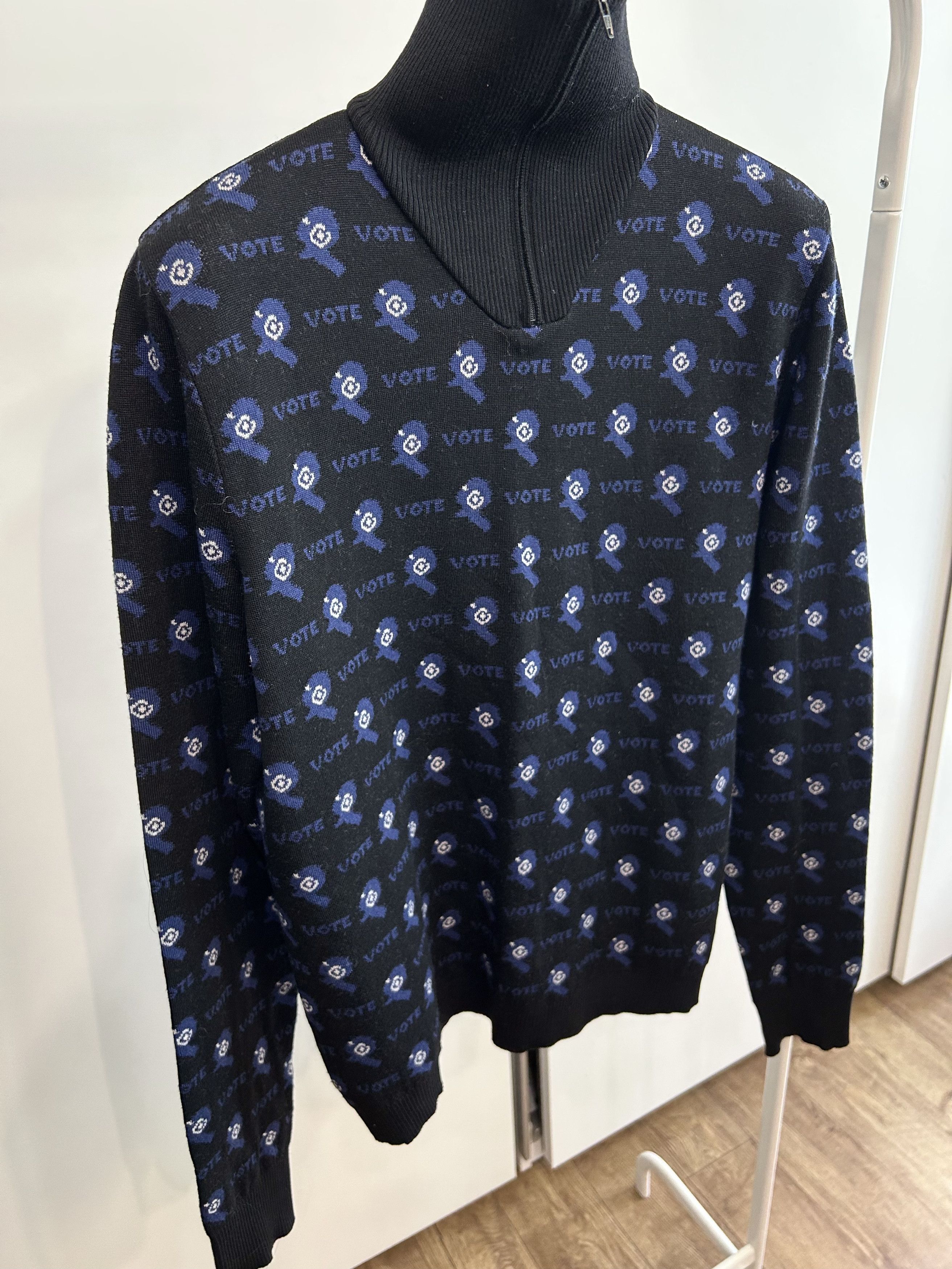 Raf Simons RAF SIMONS "VOTE" Half-Zip Long Sleeve T-Shirt Size US L / EU 52-54 / 3 - 6 Thumbnail
