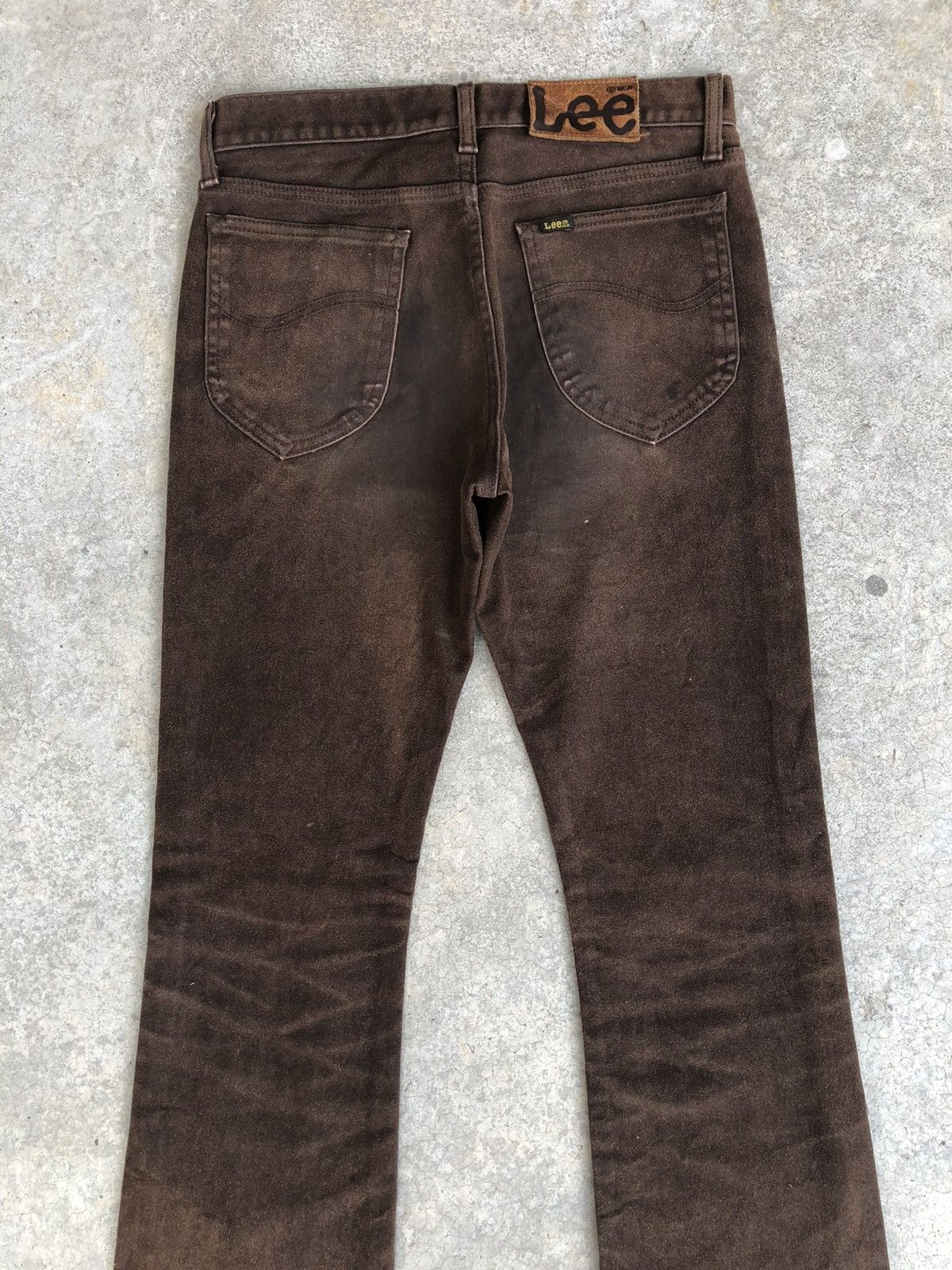 If Six Was Nine Vintage Lee Flared Jeans Distressed Leather Cowhide Size US 29 - 8 Thumbnail
