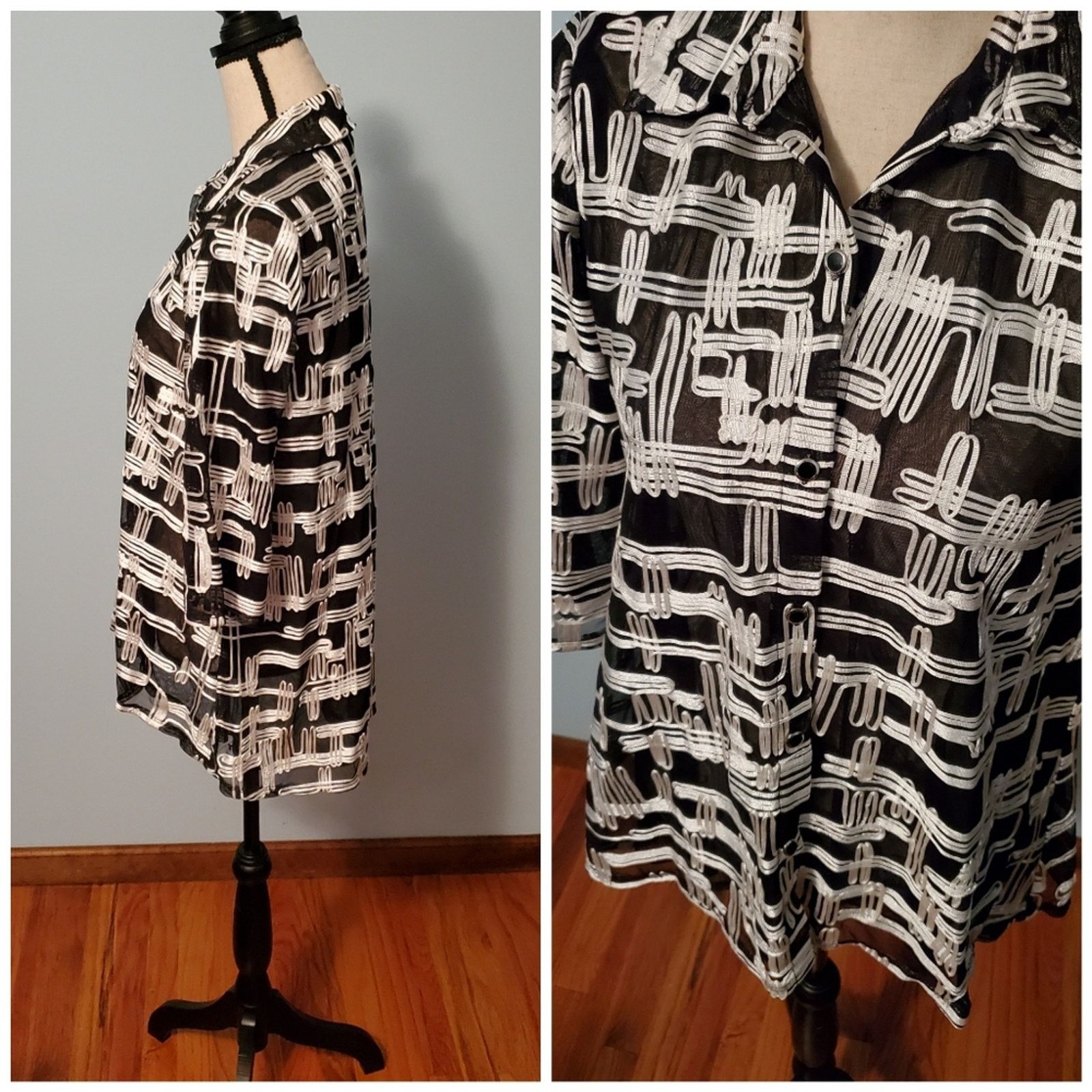 Other JM Collection Abstract Mesh Jacket Hashtag Black Oversized Size S / US 4 / IT 40 - 2 Thumbnail