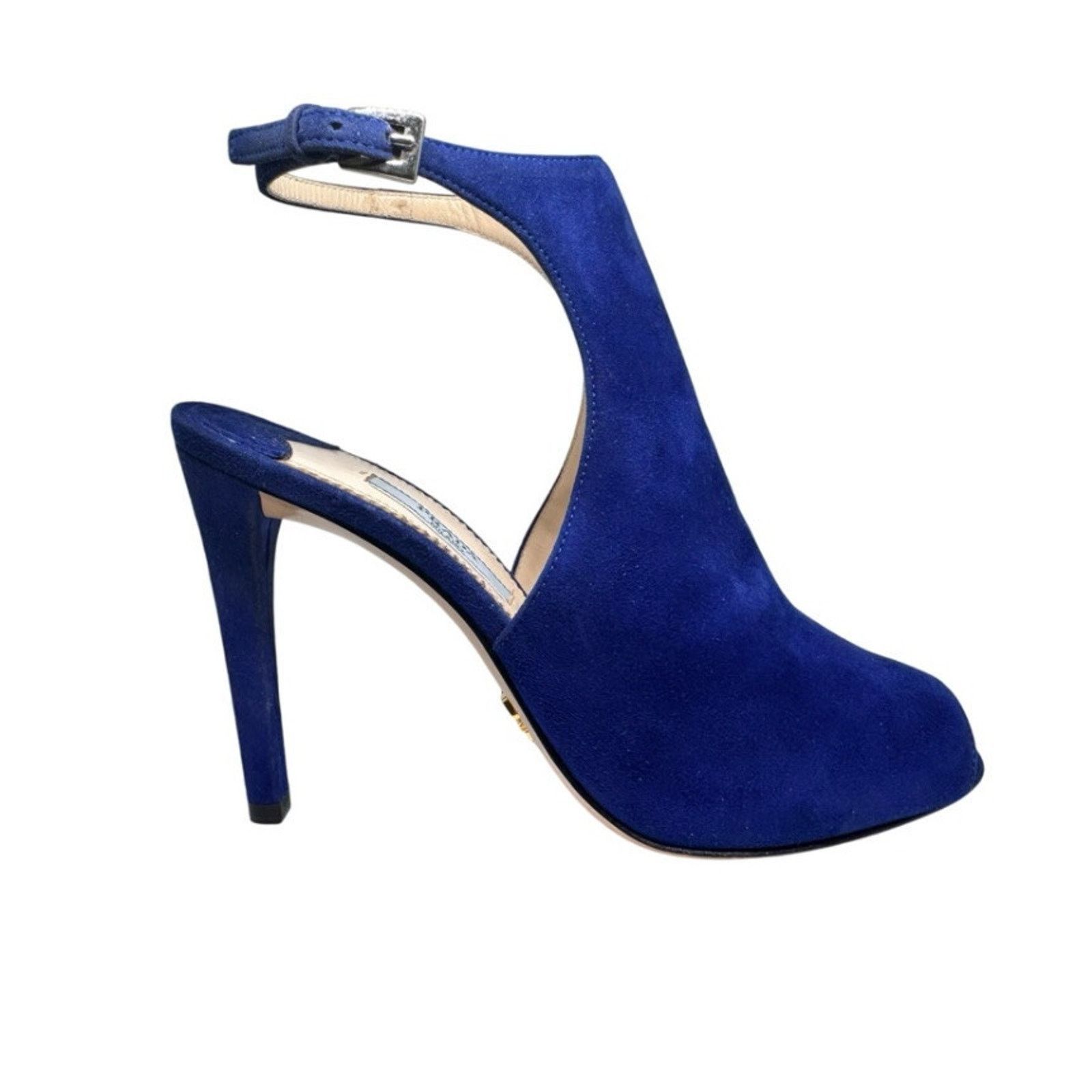 Miu Miu PRADA NAVY BLUE SUEDE MULE ANKLE HIGH HEEL SHOES 37 7 Size US 7 / IT 37 - 1 Thumbnail