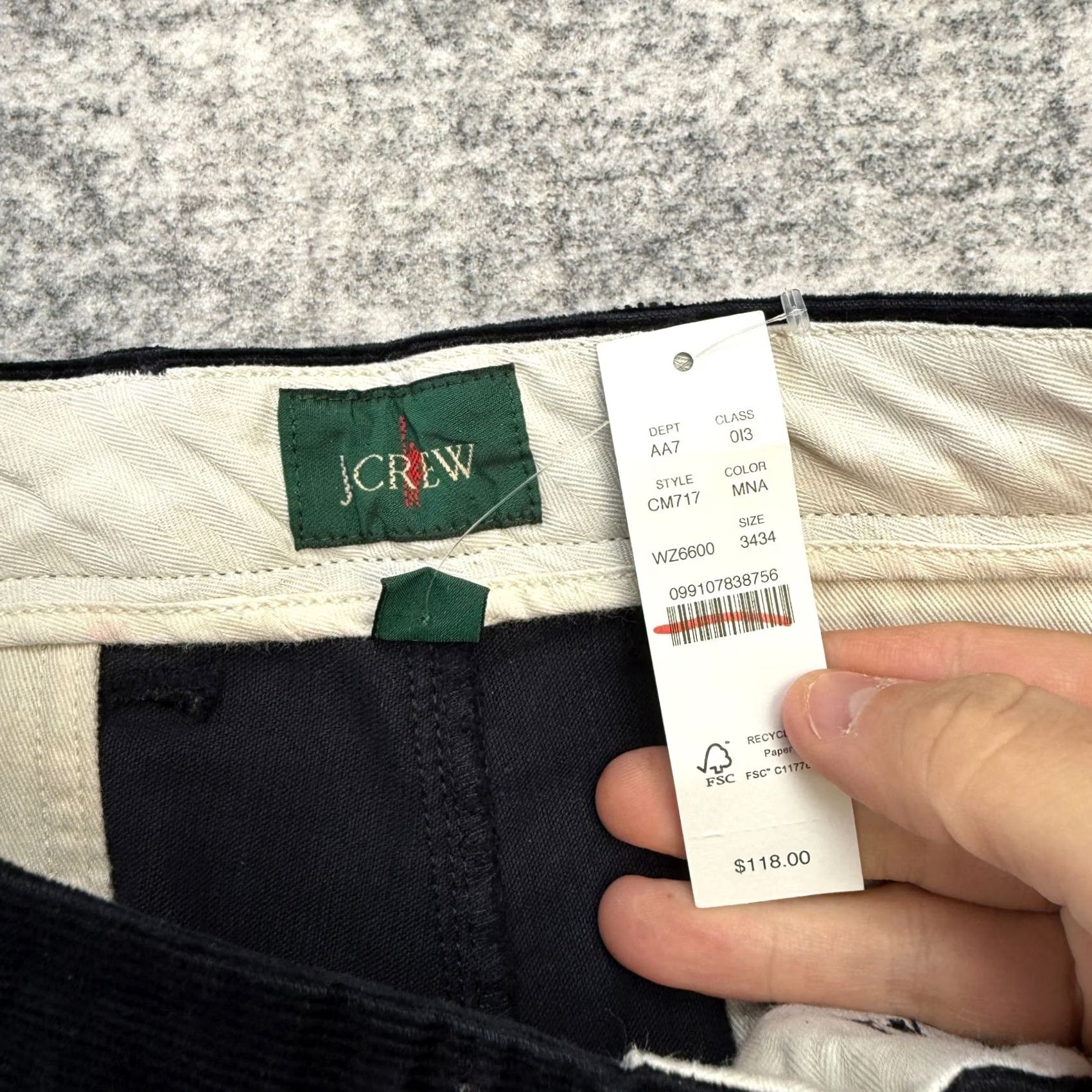 J.Crew J.CREW Pants Mens 34x34 Navy Corduroy Straight Flat Front Chino Preppy Casual Business - 34 Inch Inseam, Regular, Blue, Cotton Stretch, VIETNAM Size US 34 / EU 50 - 4 Thumbnail