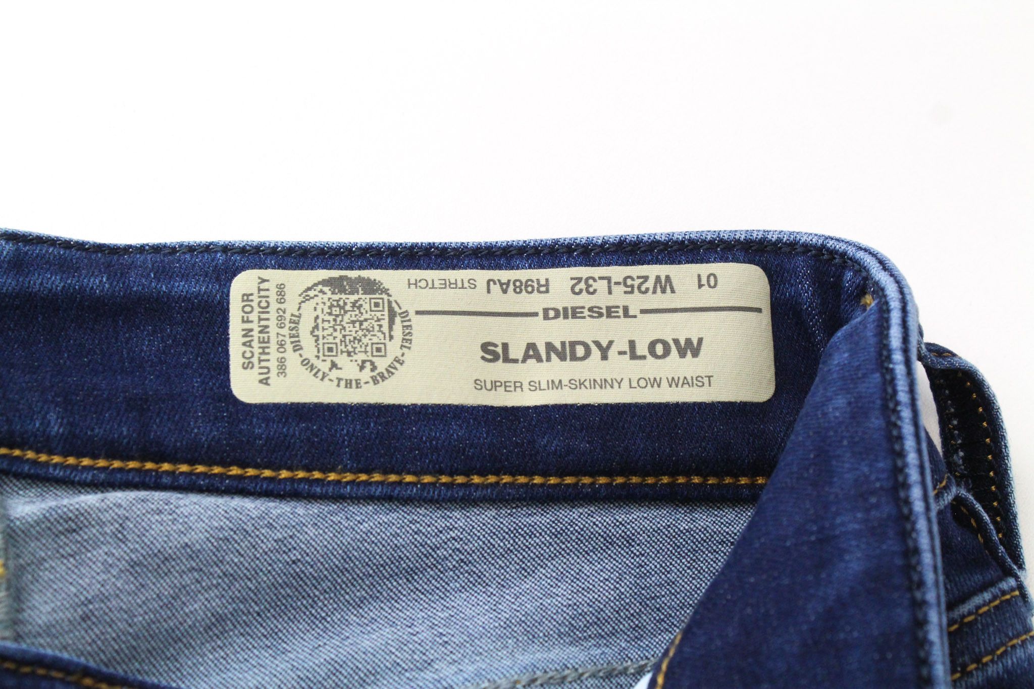 Diesel SLANDY-LOW R98AJ W25/L32 Blue Stretch Skinny Jeans 69771 Size 25" / US 0 / IT 36 - 5 Thumbnail