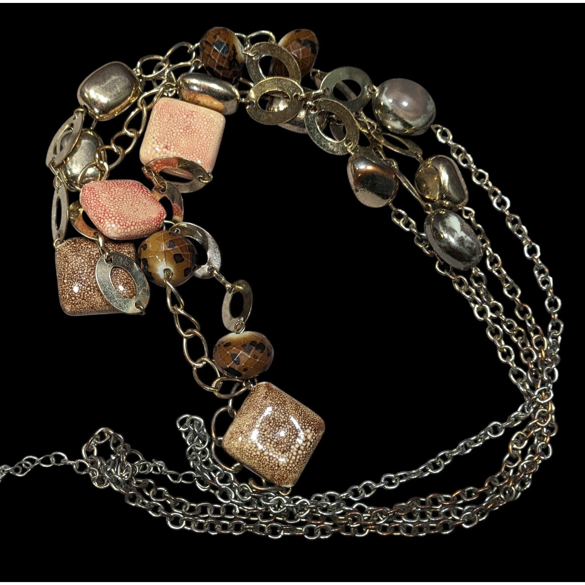 Other Retro Chunky Ceramic Glass And Metal Layered Necklace Size ONE SIZE - 1 Thumbnail