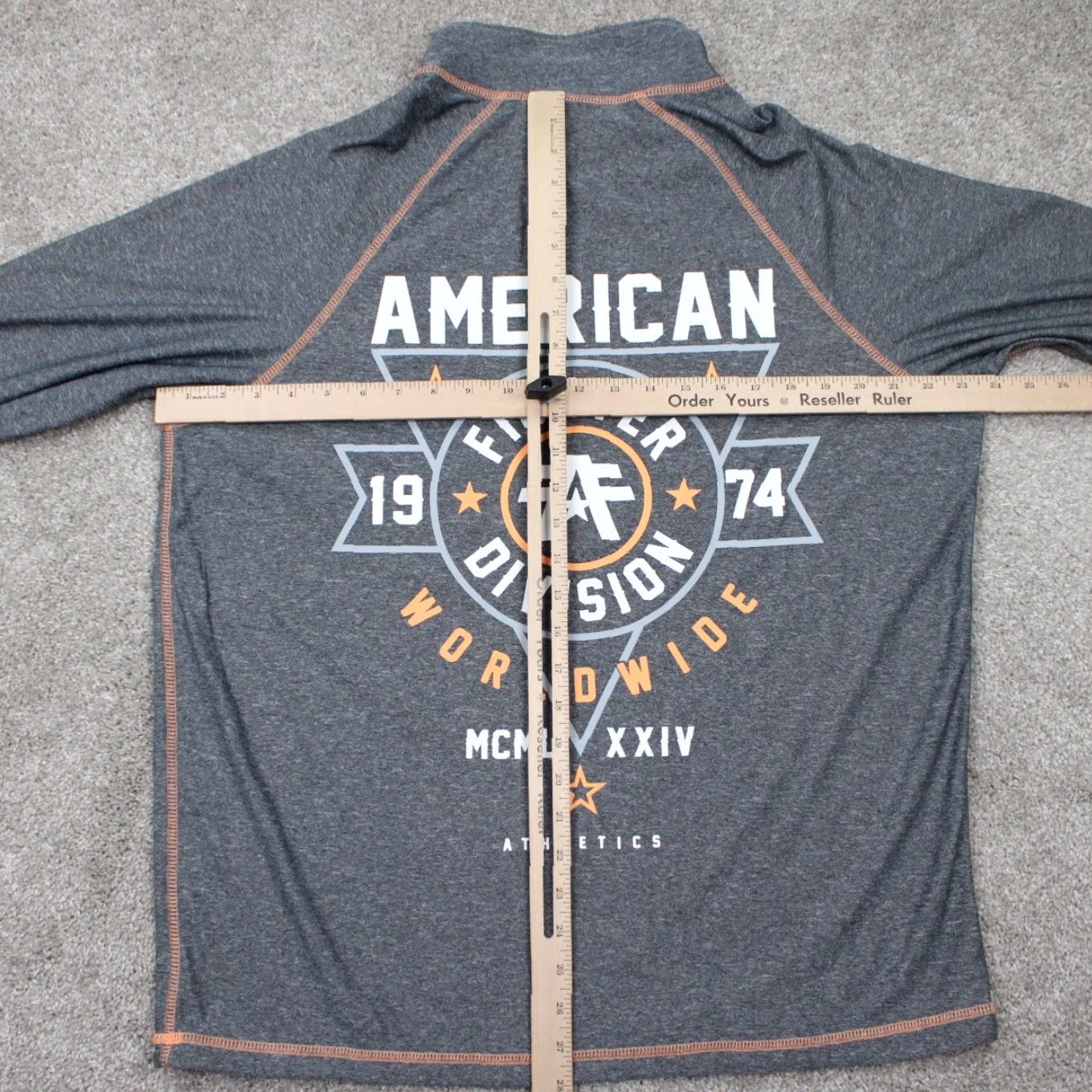 Vintage American Fighter Sweatshirt Men 2XL Gray/Orange 1/4 Zip L/S Pullover Sweater Size US XXL / EU 58 / 5 - 7 Thumbnail