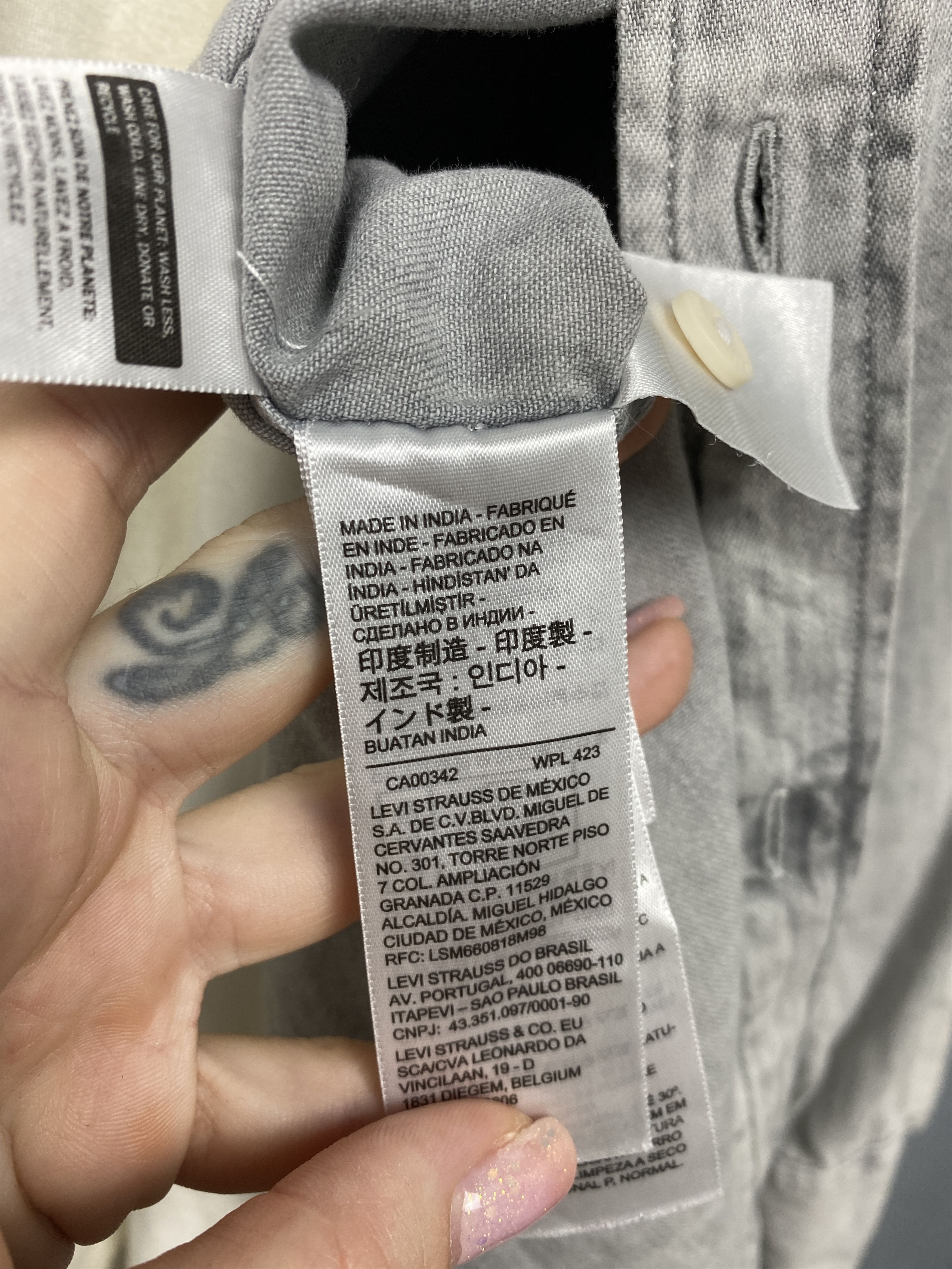 Levi's × Levi's Vintage Clothing Levi's Vintage Mens Grey Denim Shirt Jeans Size US XL / EU 56 / 4 - 7 Thumbnail