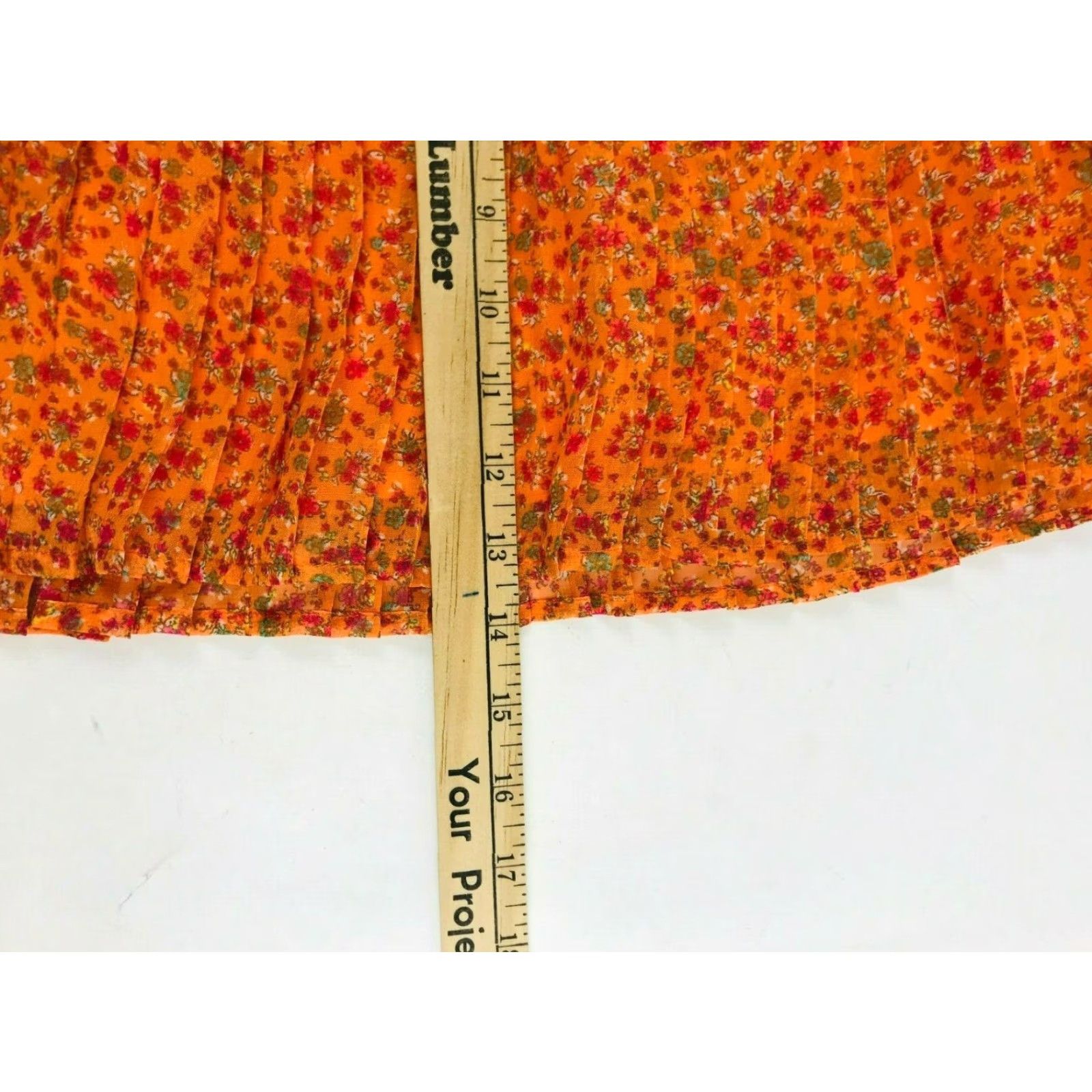 Vintage Roxy Knife Pleated A-Line Mini Skirt Women's Size Small Orange Floral Print Skirt Size 28" / US 6 / IT 42 - 4 Thumbnail
