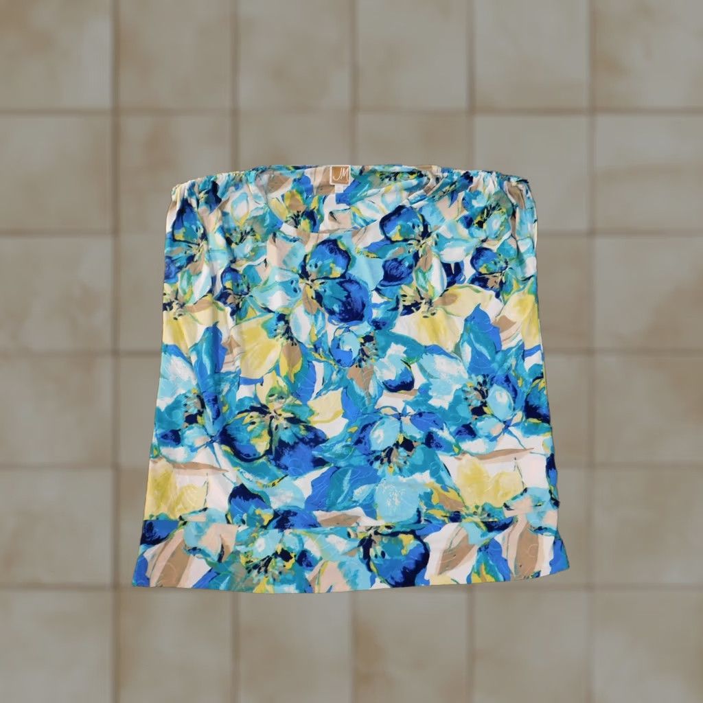 JM Collection JM Collection Blouse Shirt Women XL Blue Floral Sleeveless Polyesters Spandex Knit Breathable Stretch Casual Crew Neck Button Size XL / US 12-14 / IT 48-50 - 1 Thumbnail