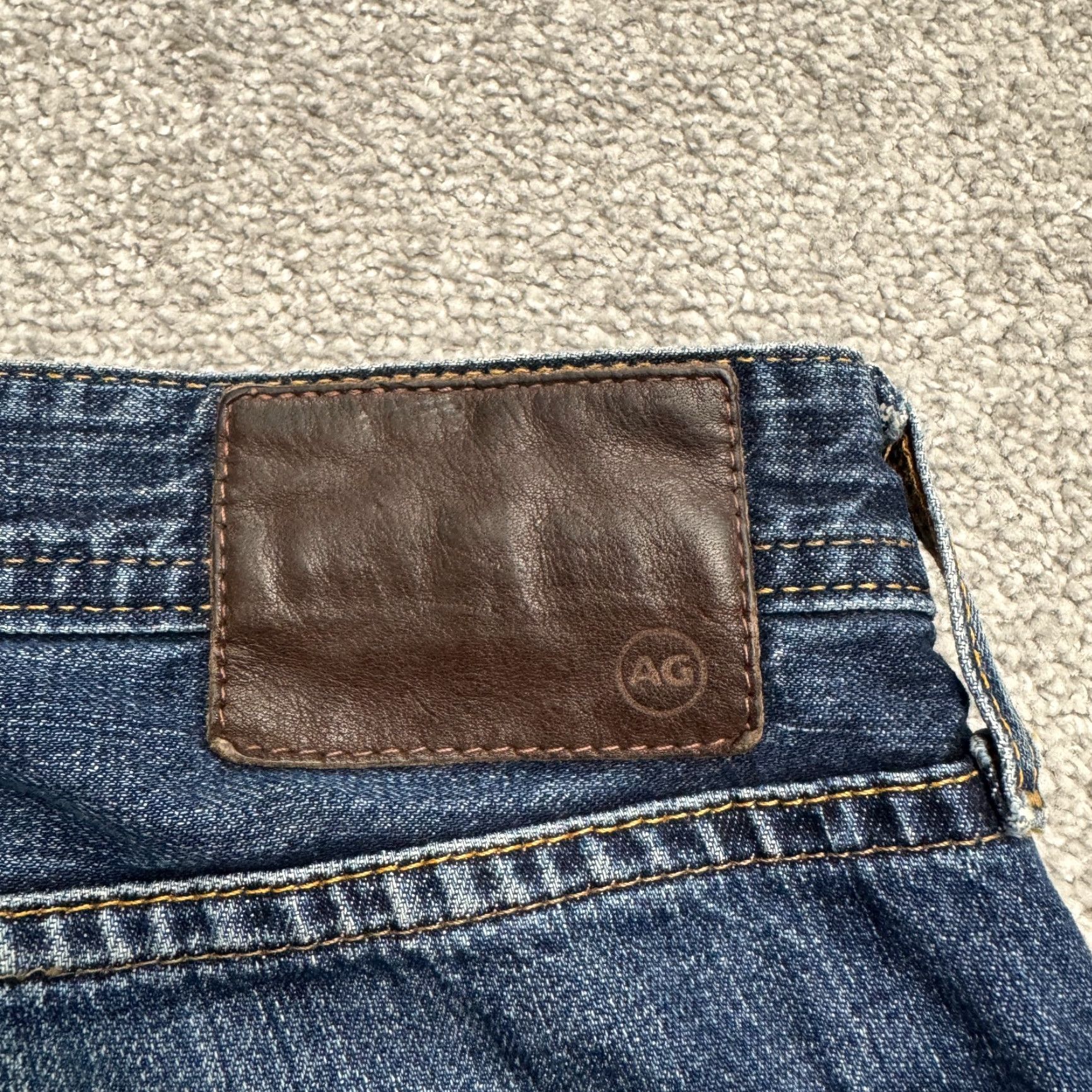 Vintage AG Adriano Goldschmied The Matchbox Jeans Slim Straight Mens 32x34 Blue Distressed 5-Pocket Denim Cotton Blend Casual Retail Size US 32 / EU 48 - 6 Thumbnail