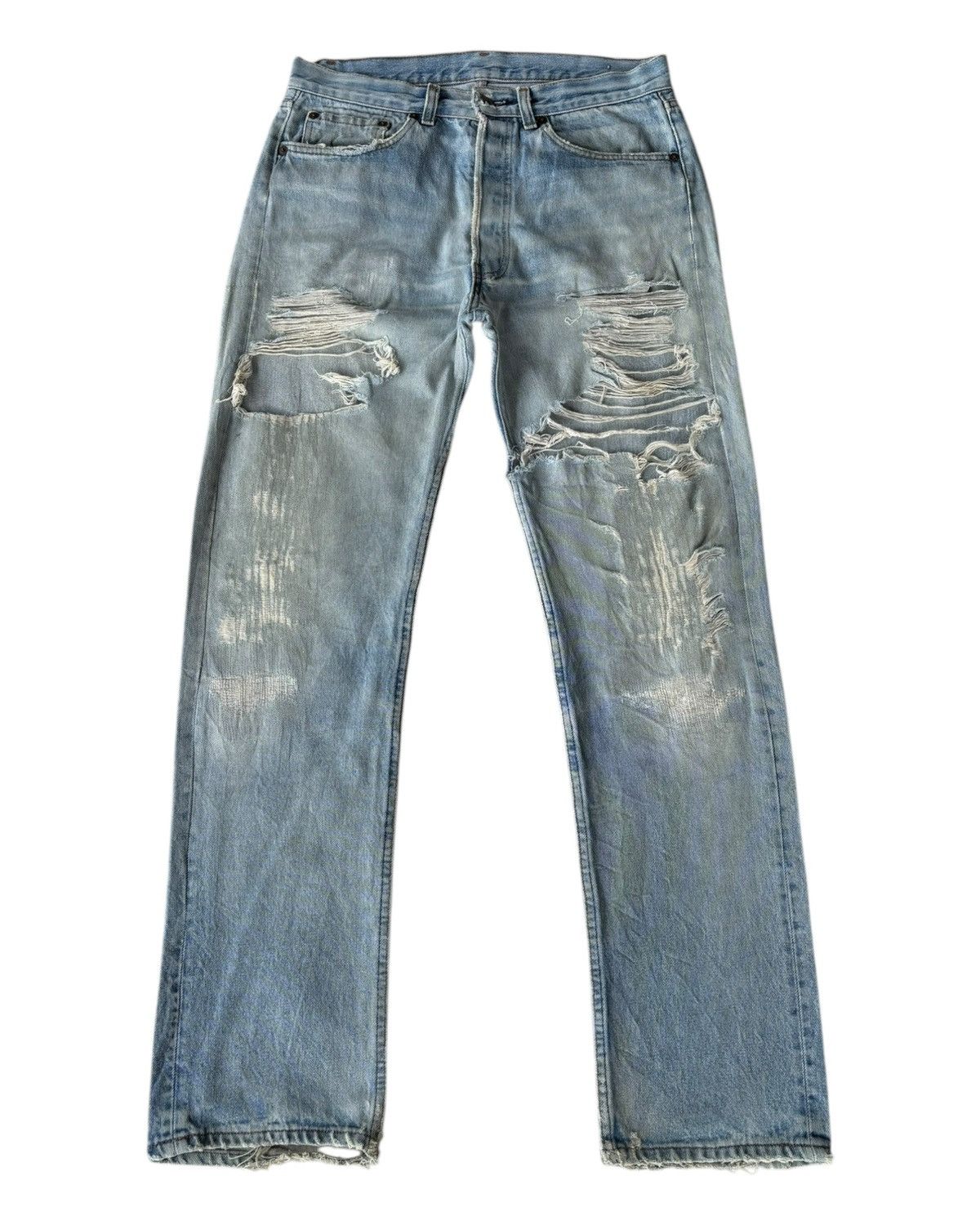 Levi's 🔥VINTAGE LEVIS 501 SUPER DISTRESSED DENIM THRASHED JEANS Size US 32 / EU 48 - 7 Thumbnail