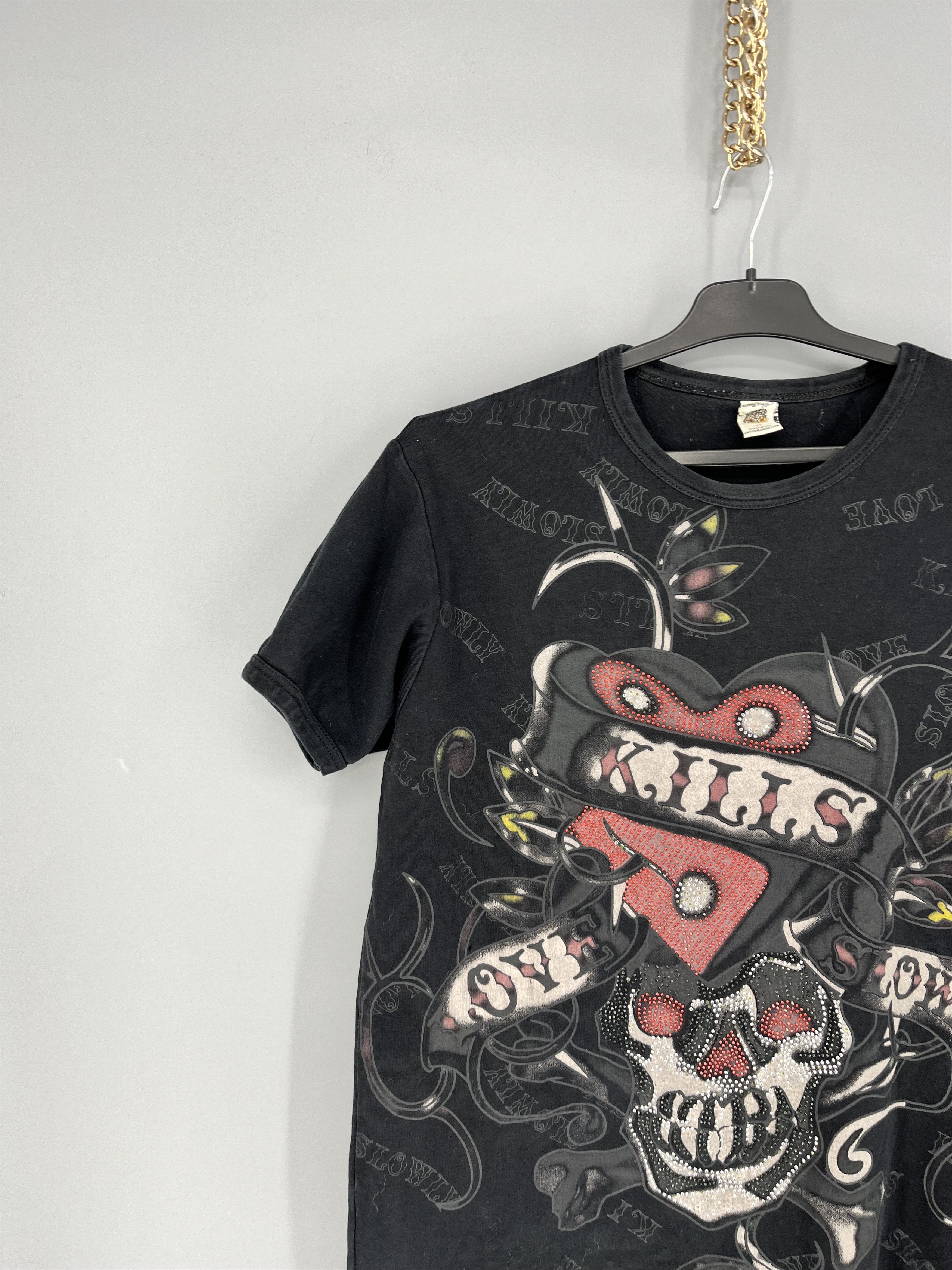 Affliction Vintage Y2K Christian Audigier Women’s Rhinestones T-Shirt Size L / US 10 / IT 46 - 4 Thumbnail