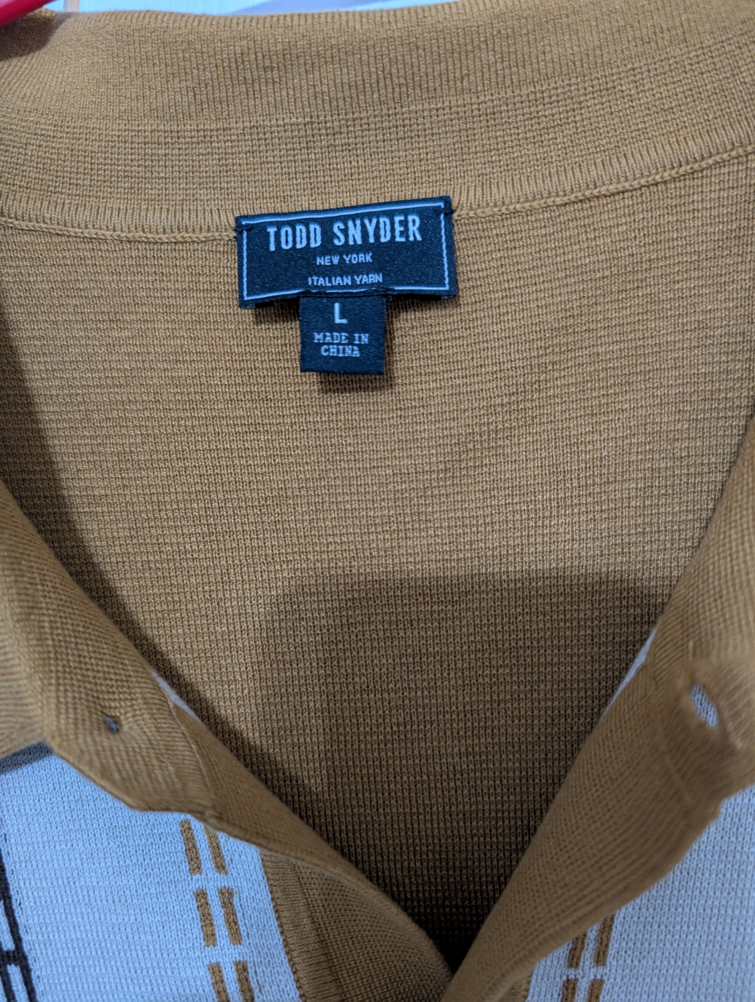 Todd Snyder Vertical Stripe Full-Placket Polo in Old Gold Size US L / EU 52-54 / 3 - 7 Thumbnail