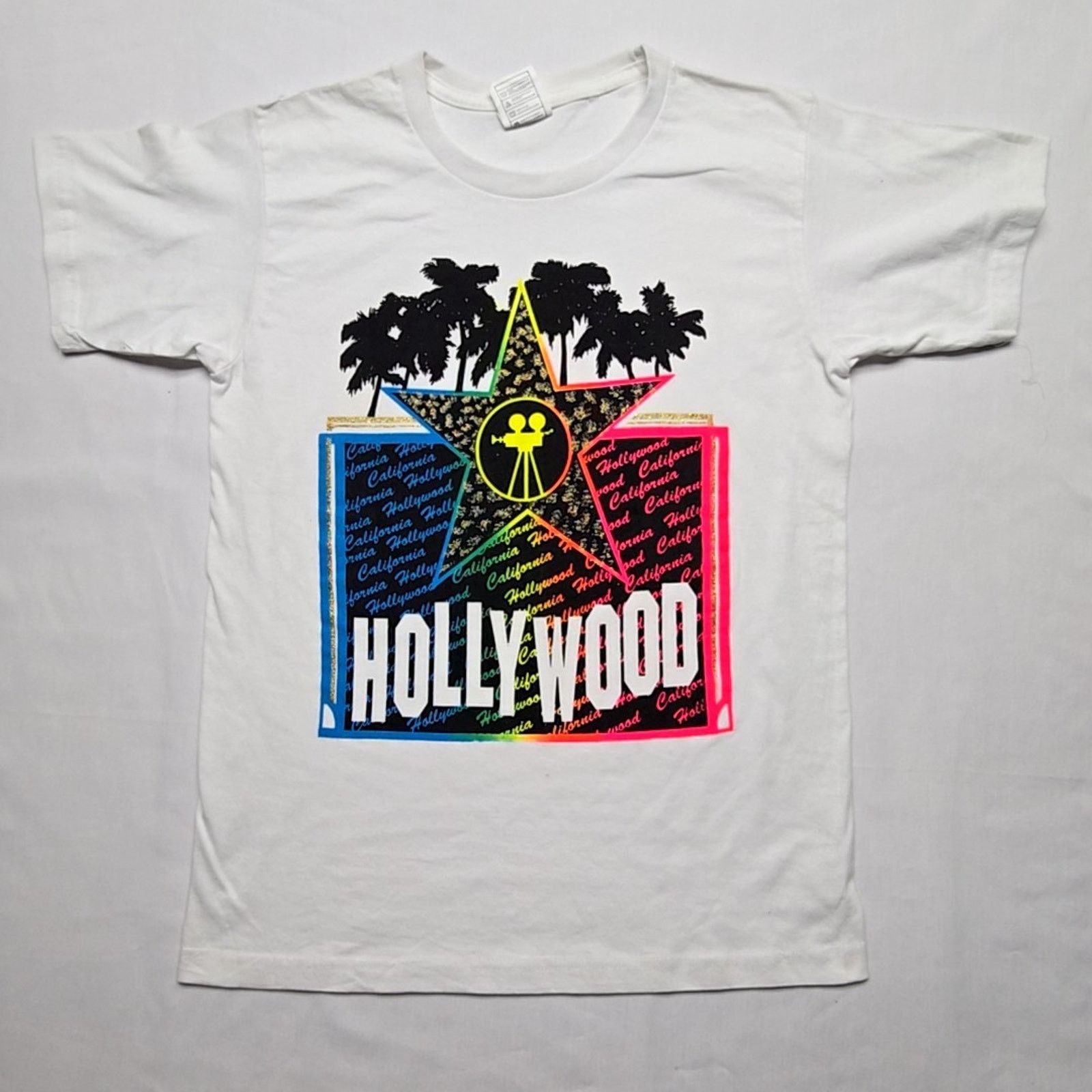 Other Hollywood California Shirt Neon Star Medium White Tee Size US M / EU 48-50 / 2 - 1 Thumbnail