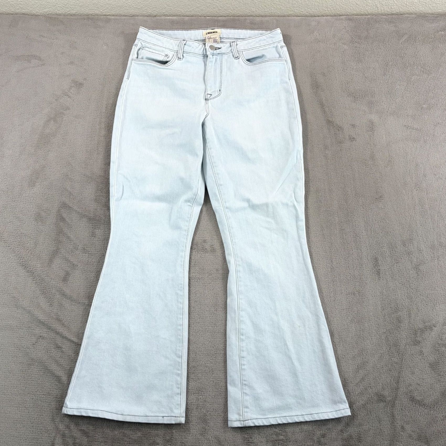 L'AGENCE L'AGENCE Bell High Rise Flare Jeans Bleach Down Women 29 USA Denim Blue Size 29" - 3 Thumbnail