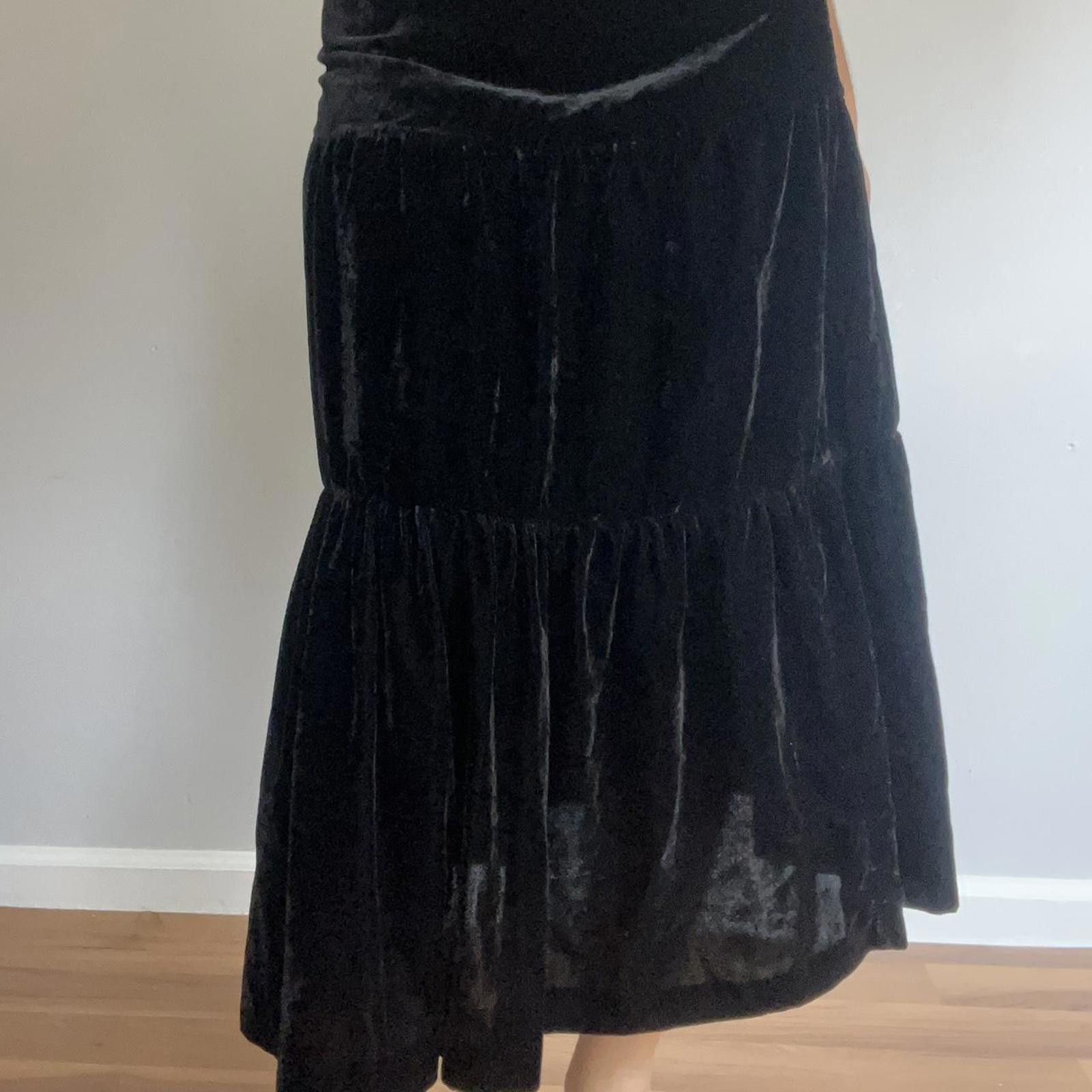 Other Black velvet tiered skirt Size 28" / US 6 / IT 42 - 6 Thumbnail