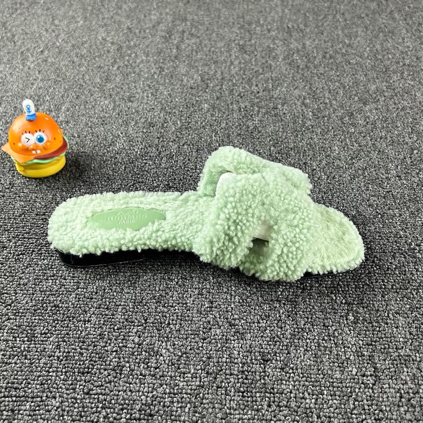 Hermes Hermes Green Teddy Slippers 35 Size US 4 / IT 34 - 4 Thumbnail