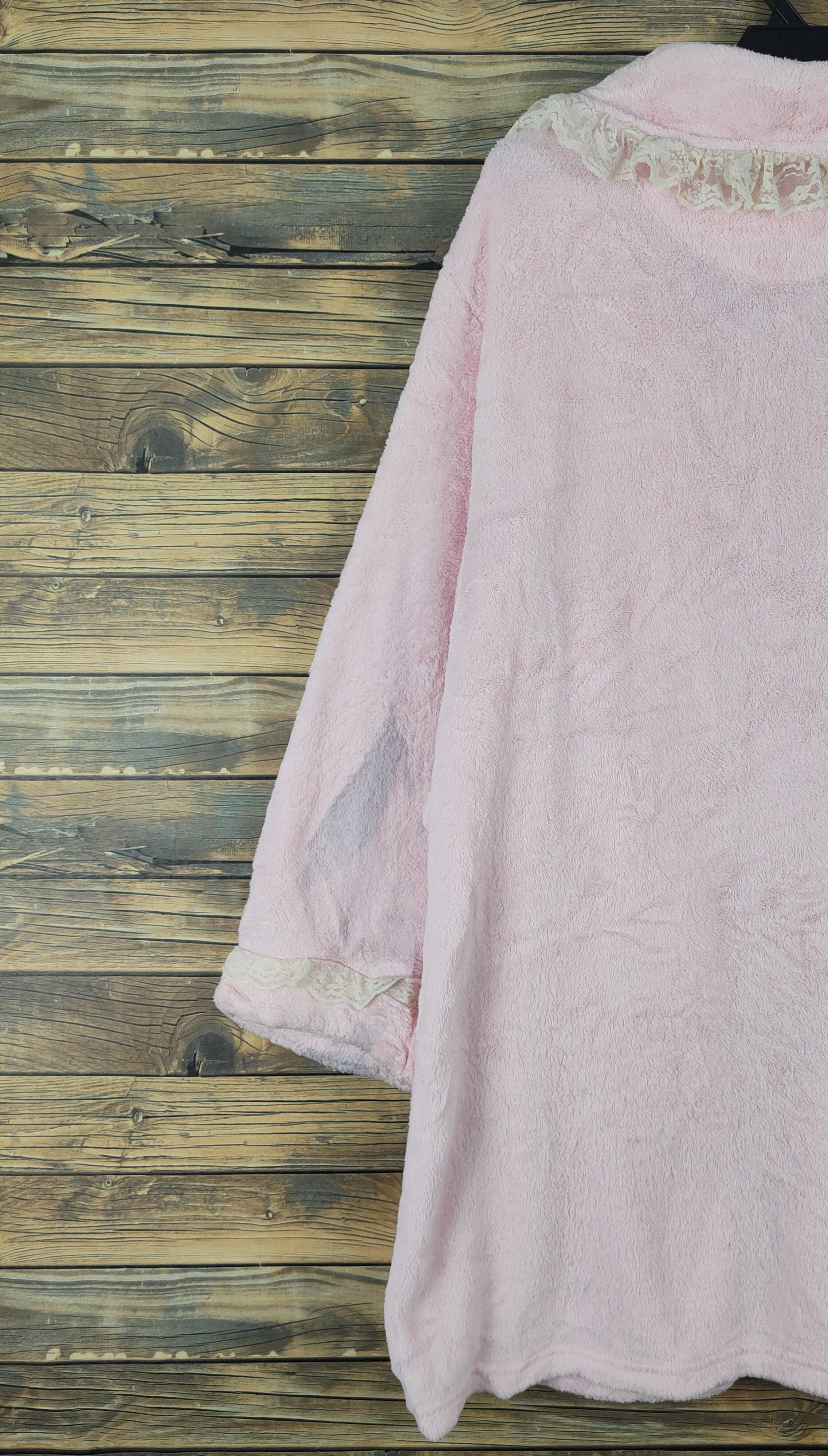 Aran Isles Knitwear × Japanese Brand × Vintage Sweet Rouge Pink Fur Mohair Bathrobe Size L / US 10 / IT 46 - 9 Thumbnail