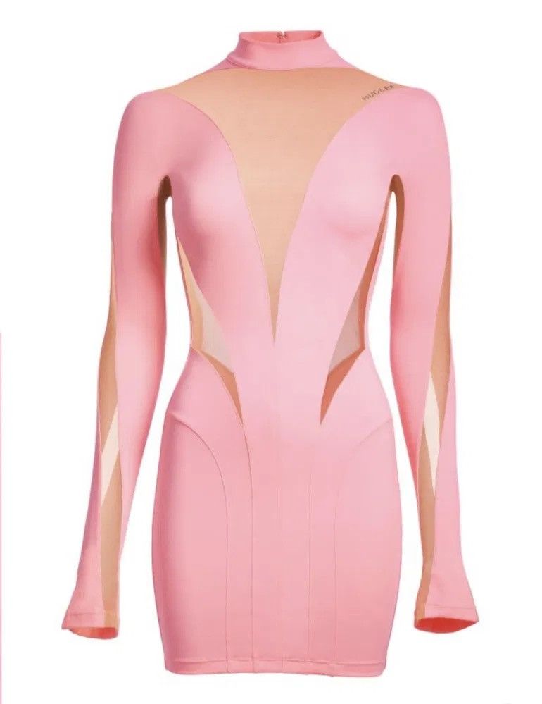 H&M Mugler X H&M Illusion Mesh Paneled Mini Dress Size L / US 10 / IT 46 - 2 Thumbnail