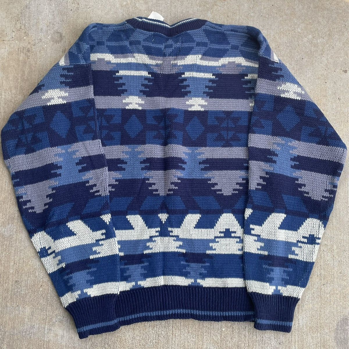 Other Vintage Trend Basics Geometric Knit Sweater Blue Mens M NWT Size US M / EU 48-50 / 2 - 2 Thumbnail