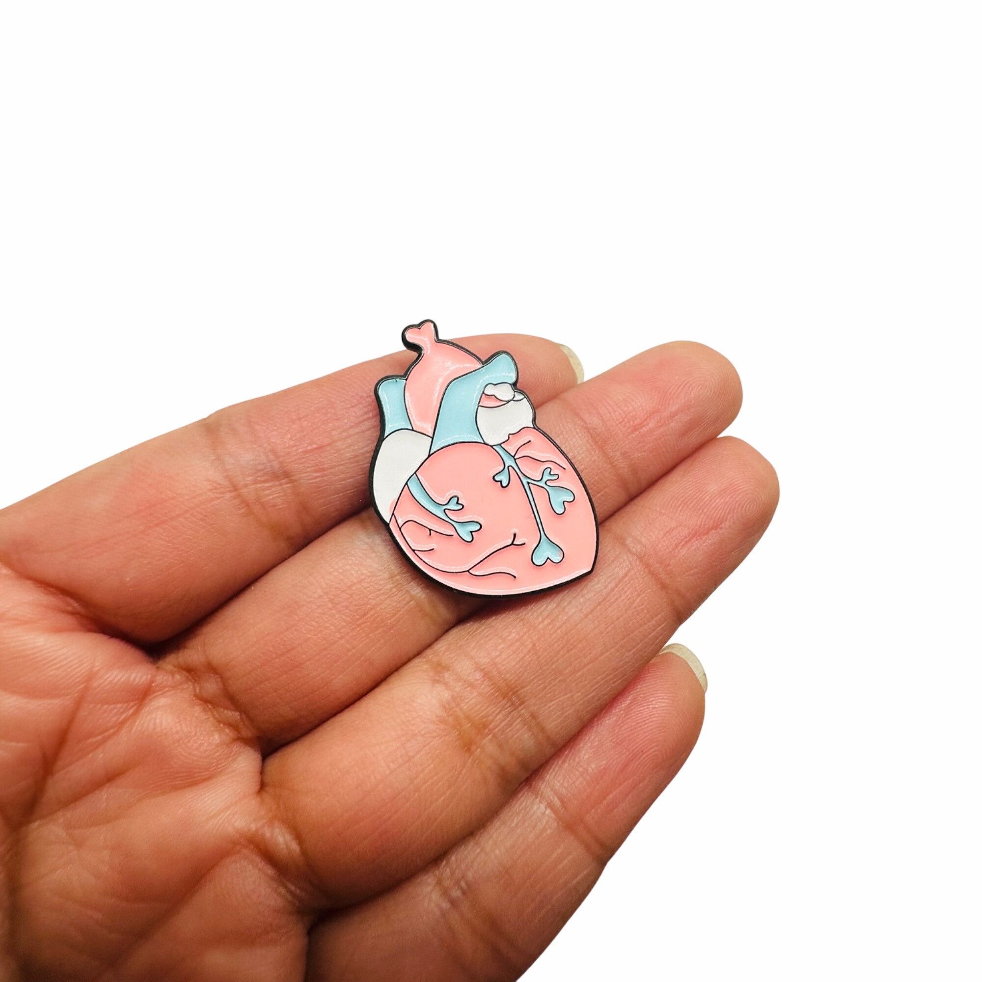 Other ⭐Anatomical Human Heart Shape Enamel Pin Brooch Pink Blue T Size ONE SIZE - 2 Thumbnail