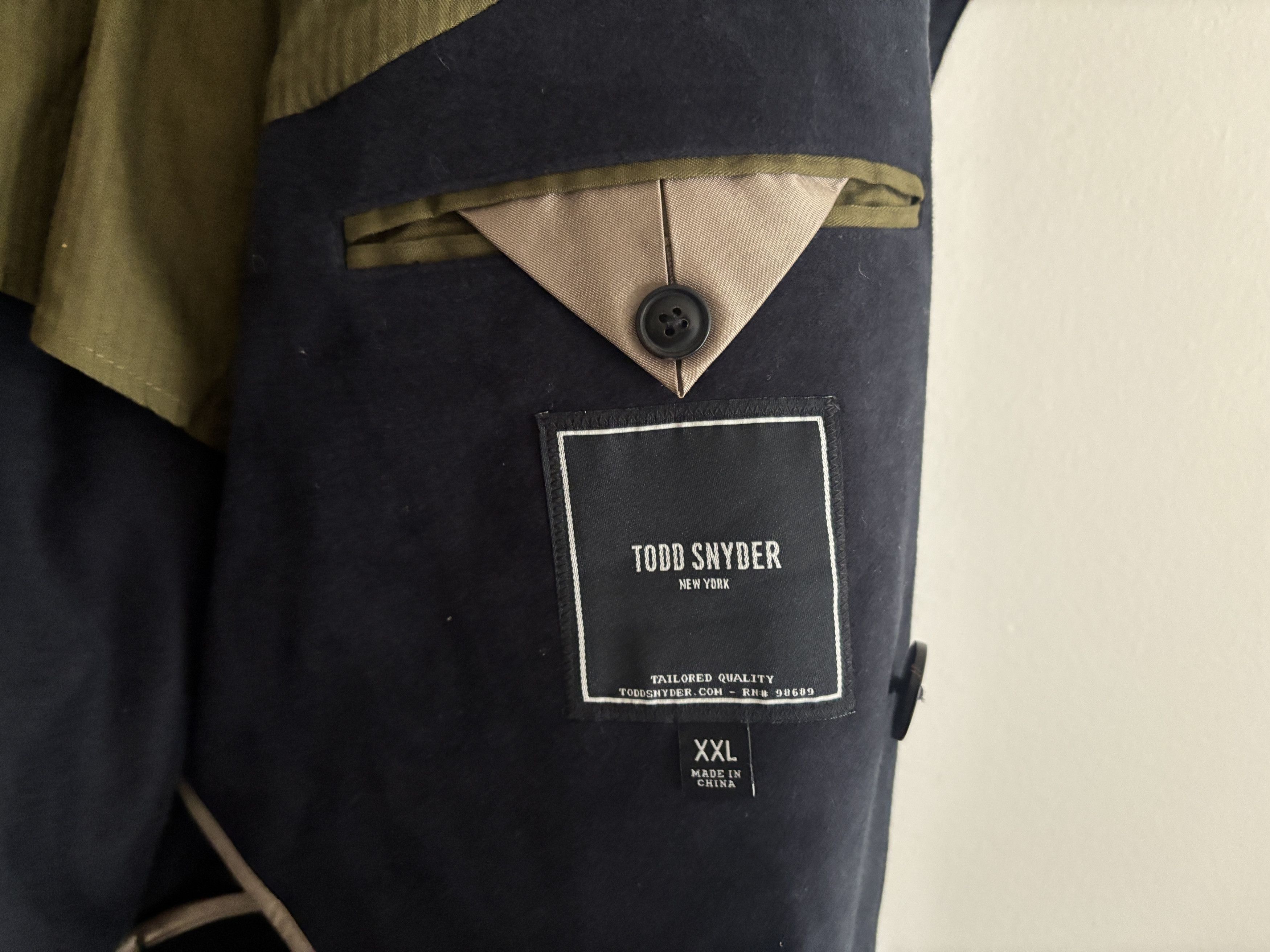Todd Snyder USD$998 Double Breasted Moleskin Overcoat- Midnight Navy Size US XXL / EU 58 / 5 - 16 Thumbnail