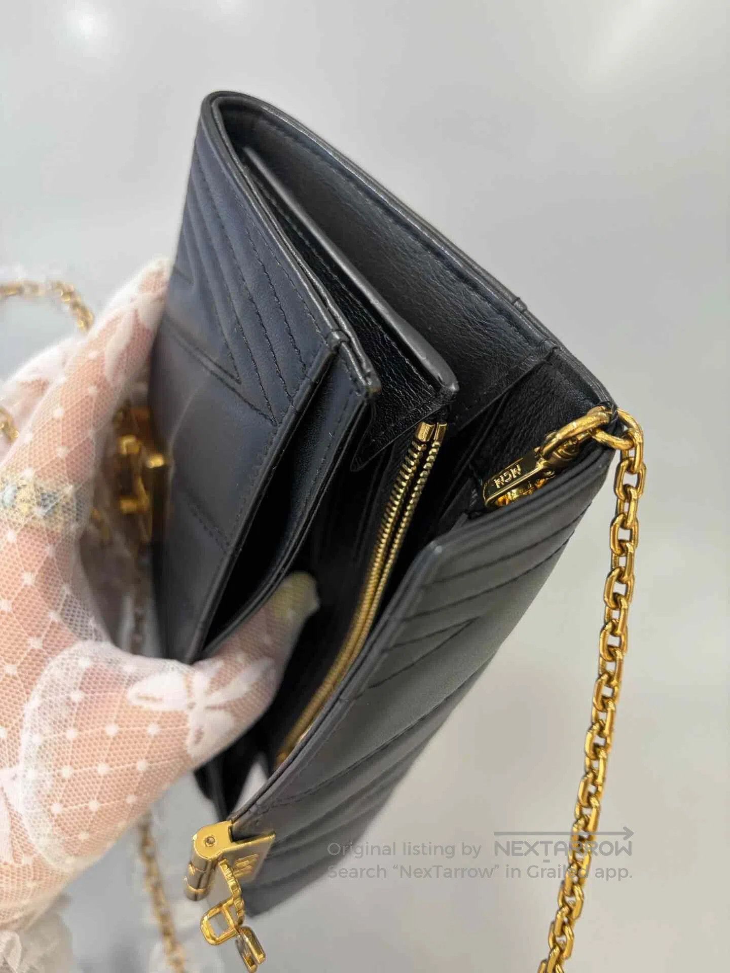 MCM MCM Black Gold Chain WOC Wallet. Size ONE SIZE - 6 Thumbnail