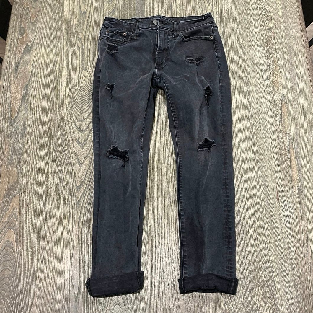 American Eagle Outfitters American Eagle Mens Straight Jeans Distressed Black Sz 29x30 Size US 29 - 1 Thumbnail