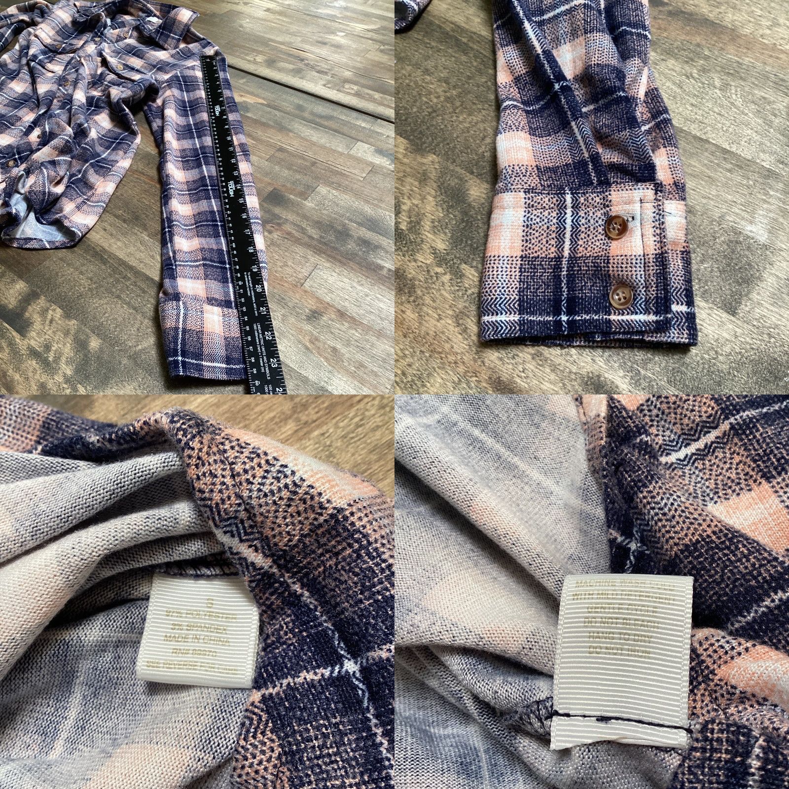 Vintage Eden & Olivia Shirt Women S Blue Plaid Button Up Roll Tab Long Sleeve Size S / US 4 / IT 40 - 8 Thumbnail