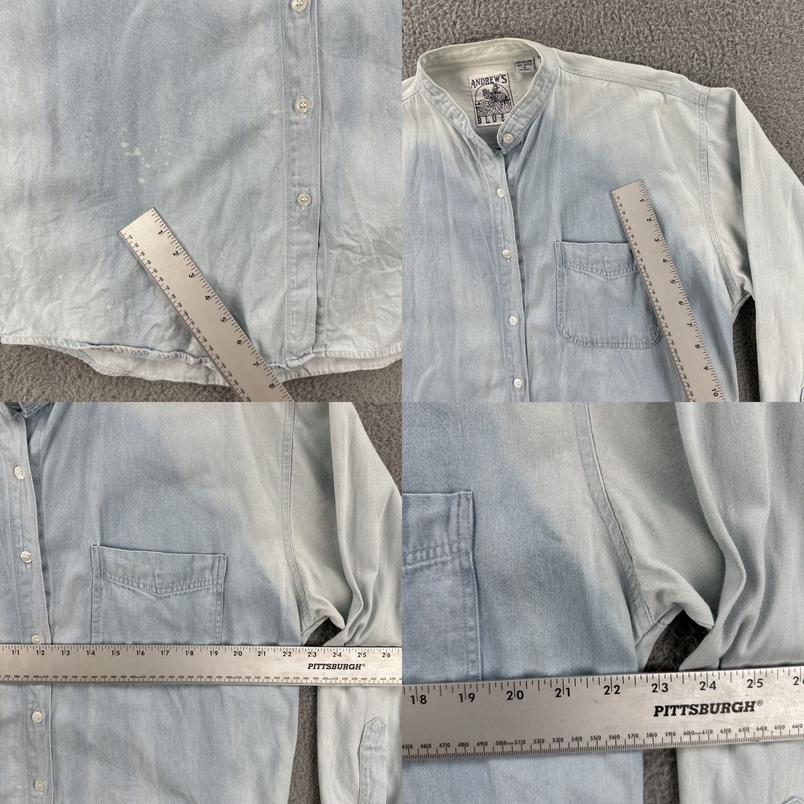 Vintage VINTAGE Andrew’s Blues Denim Shirt Womens Medium Blue 90s Button-Up Shirt Size M / US 6-8 / IT 42-44 - 8 Thumbnail
