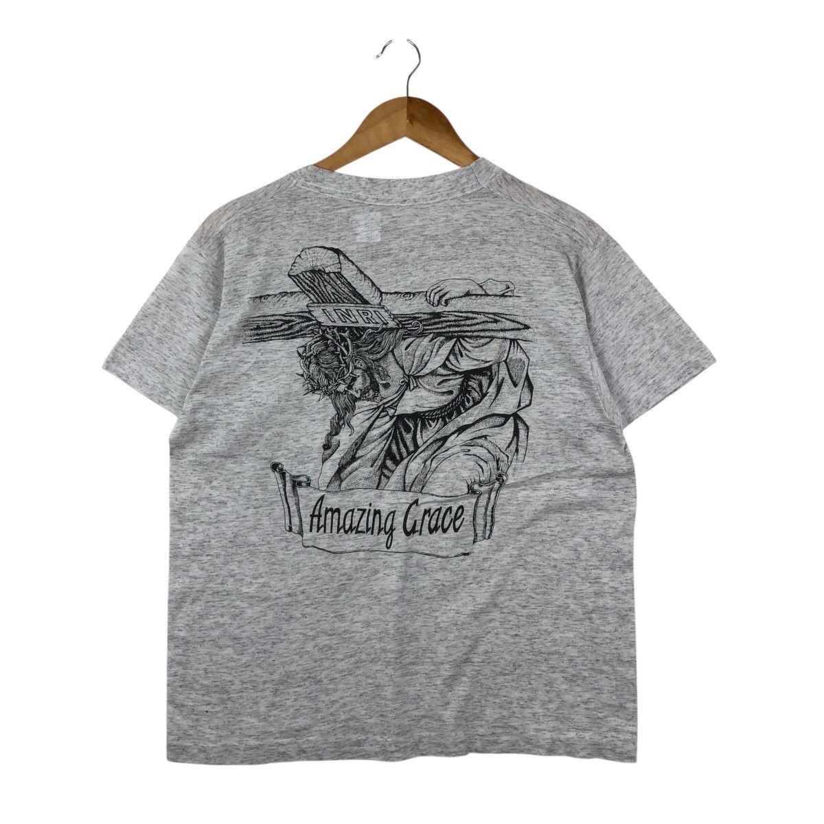 Vintage Vintage 90s Amazing Grace Jesus Crucification TShirt Size US M / EU 48-50 / 2 - 1 Thumbnail