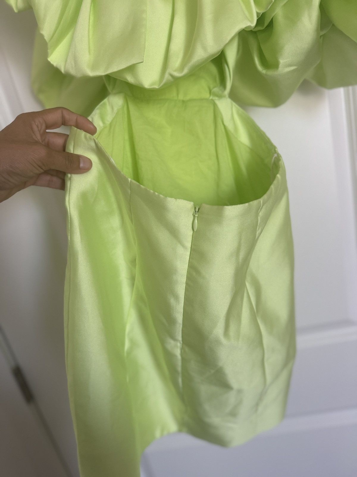 ALEMAIS Alemais Suzi Off Shoulder Mini Dress Size 2 in Chartreuse Size XS / US 0-2 / IT 36-38 - 12 Thumbnail
