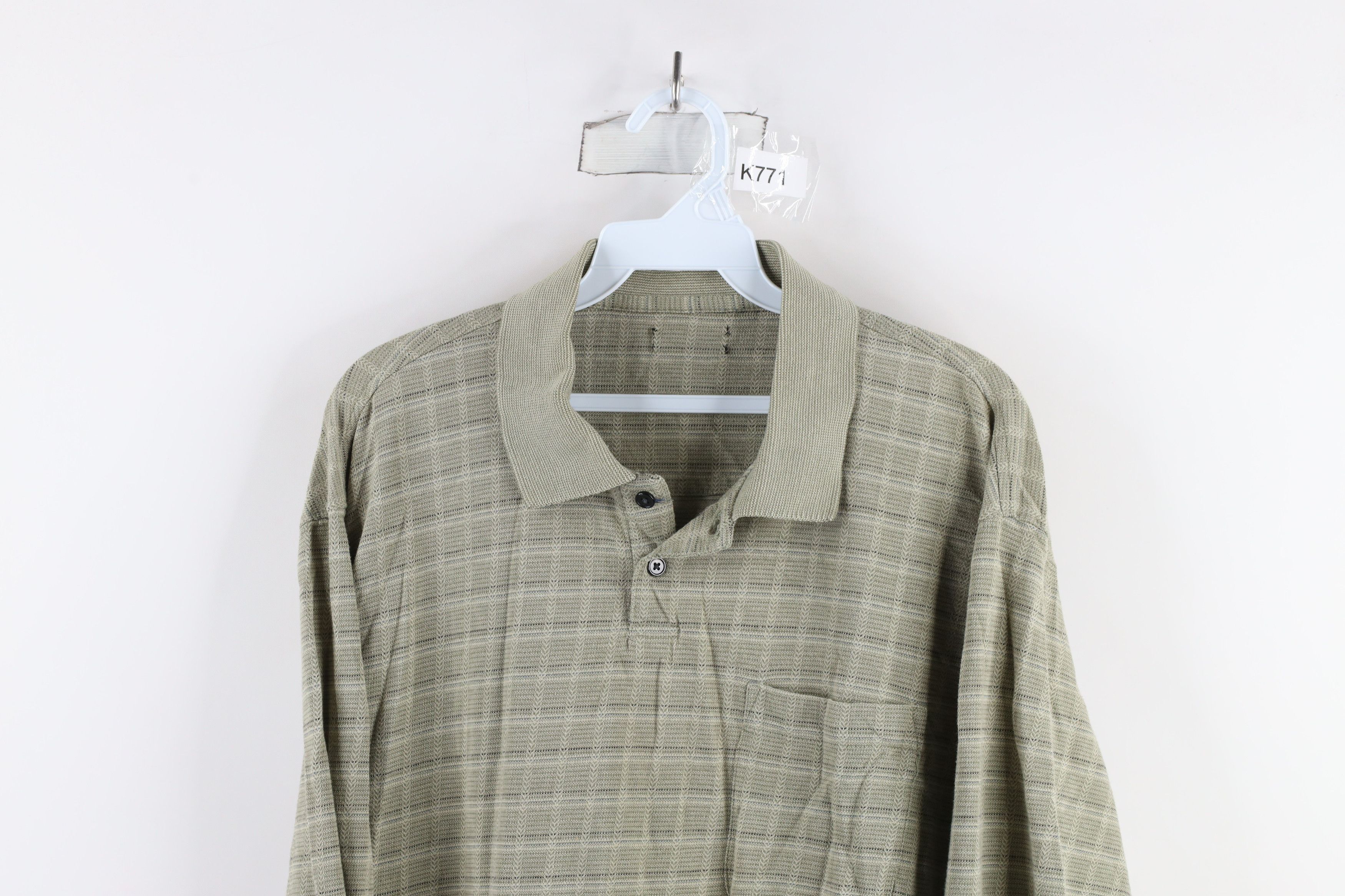 Vintage Vintage 90s Streetwear Checkered Knit Long Sleeve Polo Shirt Size US XL / EU 56 / 4 - 2 Thumbnail