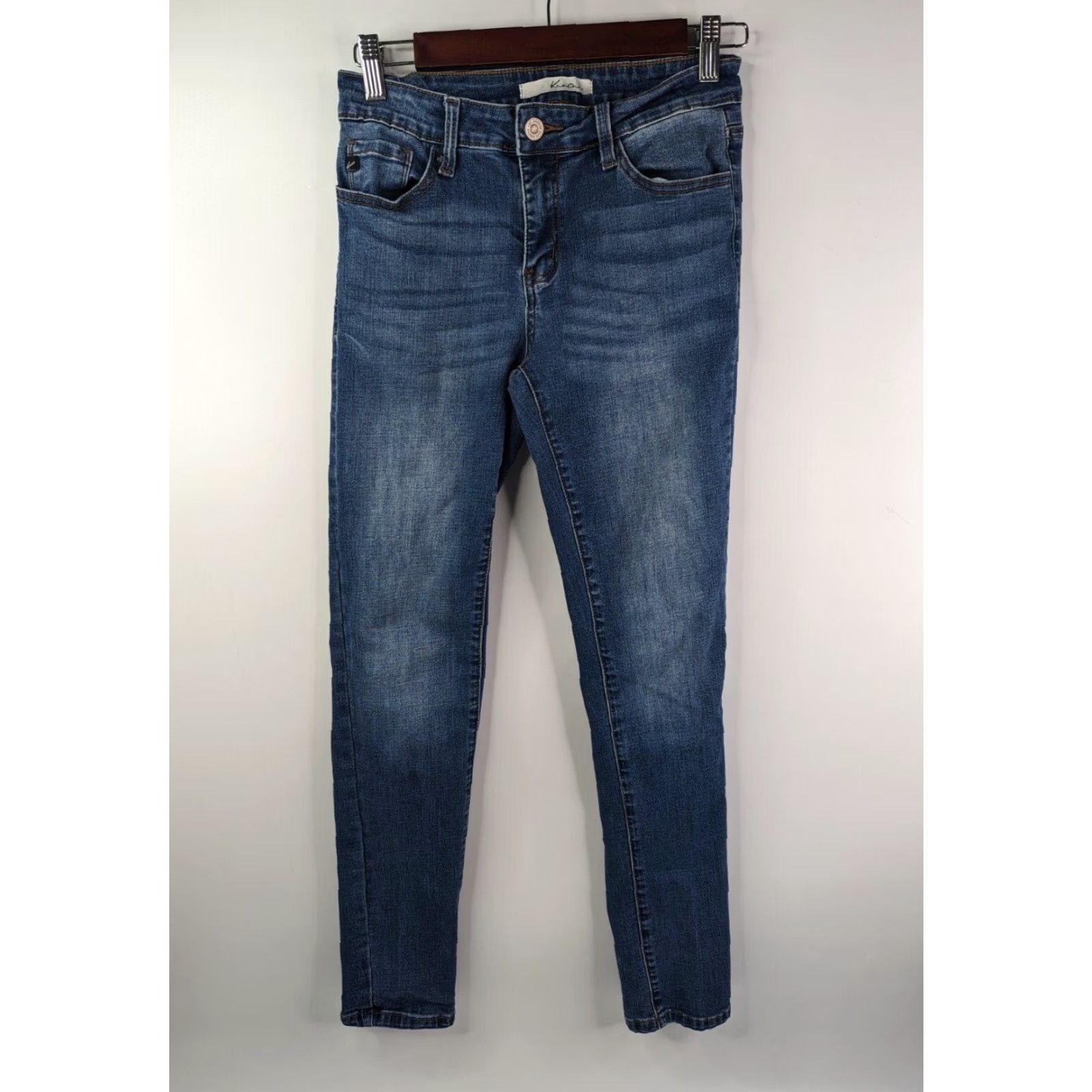 Vintage Kancan Jeans Skinny Stretch Blue Denim Size 7 Womens Medium Wash 7/27 KC11214M Size 28" / US 6 / IT 42 - 2 Thumbnail