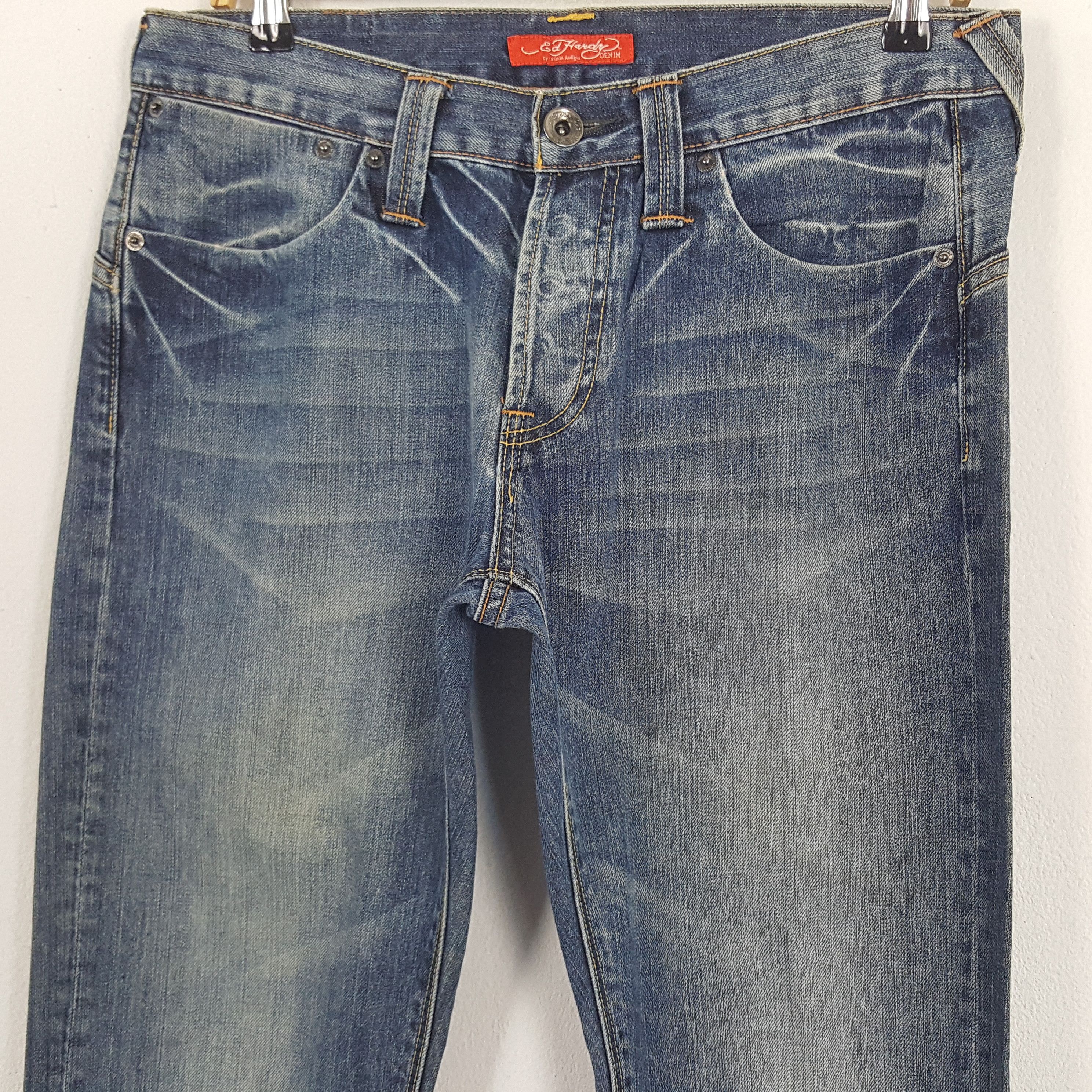 Ed Hardy × Vintage Vintage Ed Hardy USA Custom Art Big Logo Denim Jeans Size US 32 / EU 48 - 5 Thumbnail