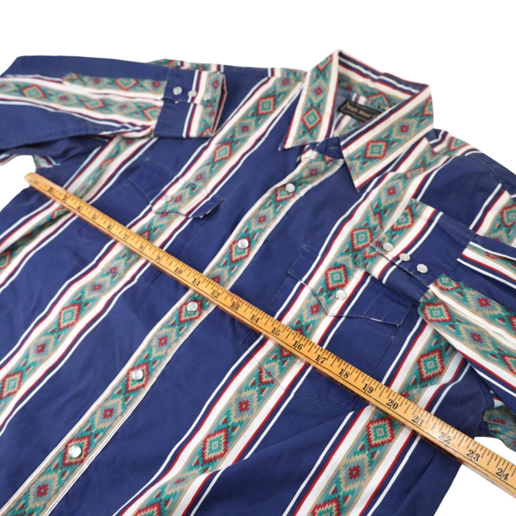 Vintage VINTAGE High Noon Mens Large Vertical Aztec Striped Pearl Snap Western Shirt Size US L / EU 52-54 / 3 - 7 Thumbnail