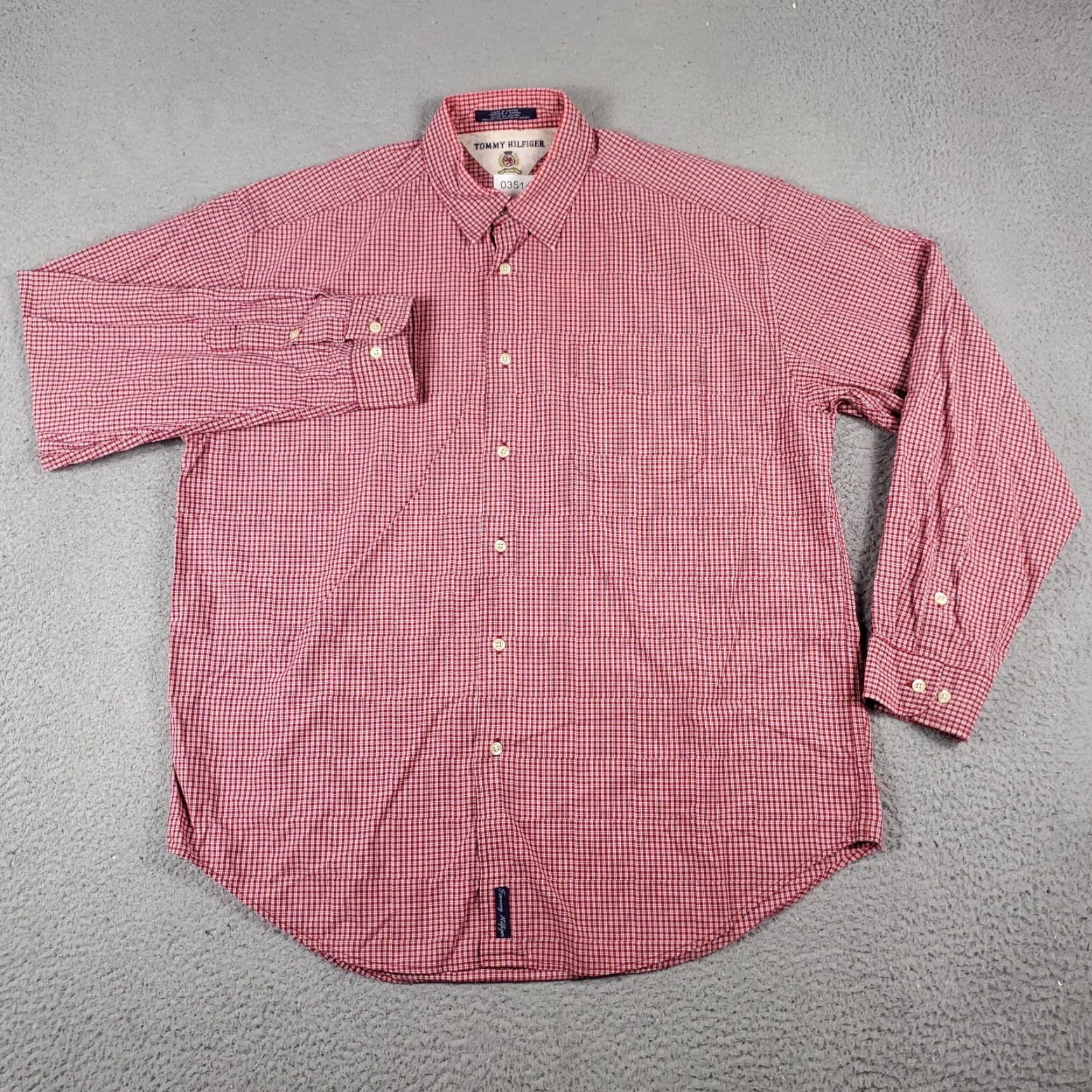 Tommy Hilfiger VINTAGE Tommy Hilfiger Shirt Mens L Red Plaid Button-Up Long Sleeve Casual Shirt Size US L / EU 52-54 / 3 - 2 Thumbnail