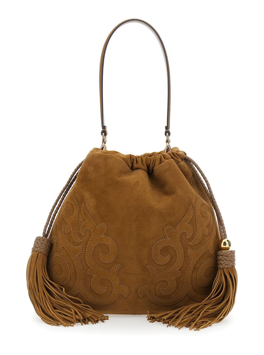 Etro 'Kalispera' Brown Shoulder bag with Drawstring Closure and Tassels on the Front in Suede for Women Size ONE SIZE - 1 Thumbnail