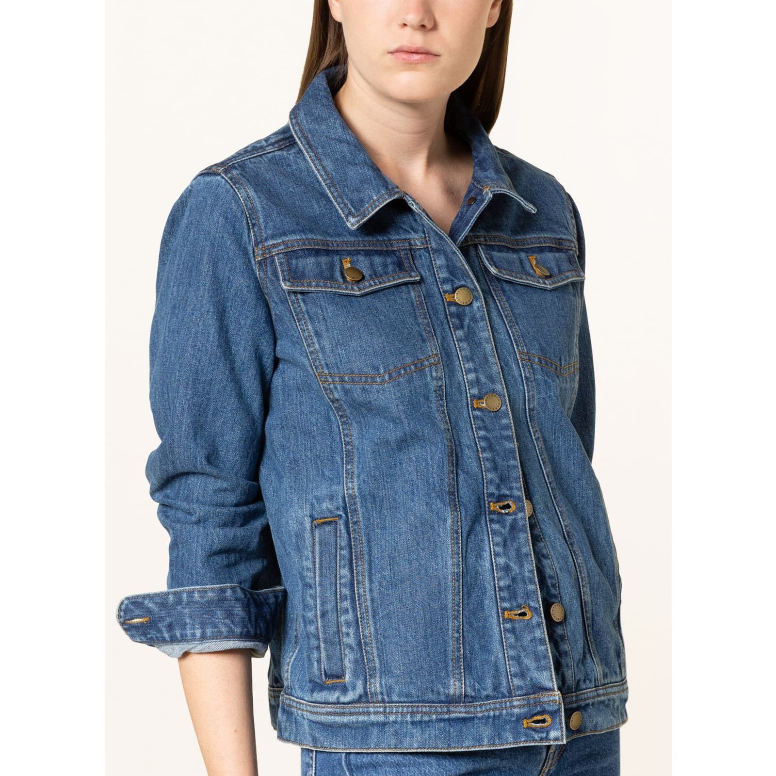 image of Barbour Barbor NWOT Women's 6 Small Willowherd Denim Button Jacket in Blue