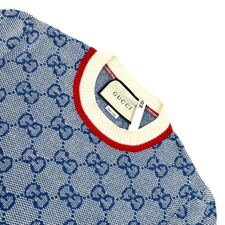 Gucci Gucci Blue and white gg full-print knitted short sleeves Size M / US 6-8 / IT 42-44 - 3 Thumbnail