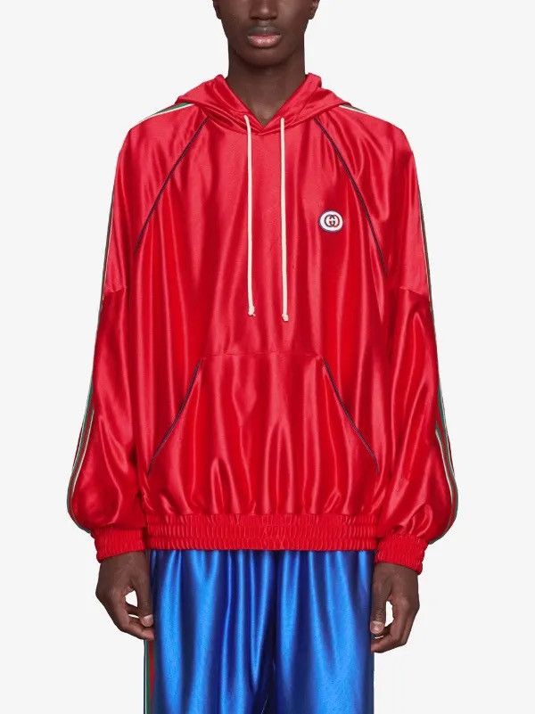 Gucci 🇮🇹 RRP $1550 Gucci Web Stripe Shiny Jersey Hoodie Rare Size US M / EU 48-50 / 2 - 3 Thumbnail